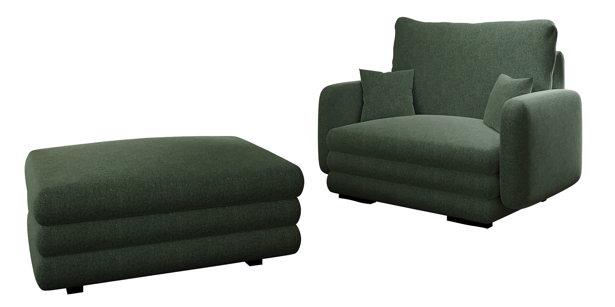 Fotel kubełkowy z podnóżkiem Lincino zielony w tkaninie łatwoczyszczącej - zdjęcie 1