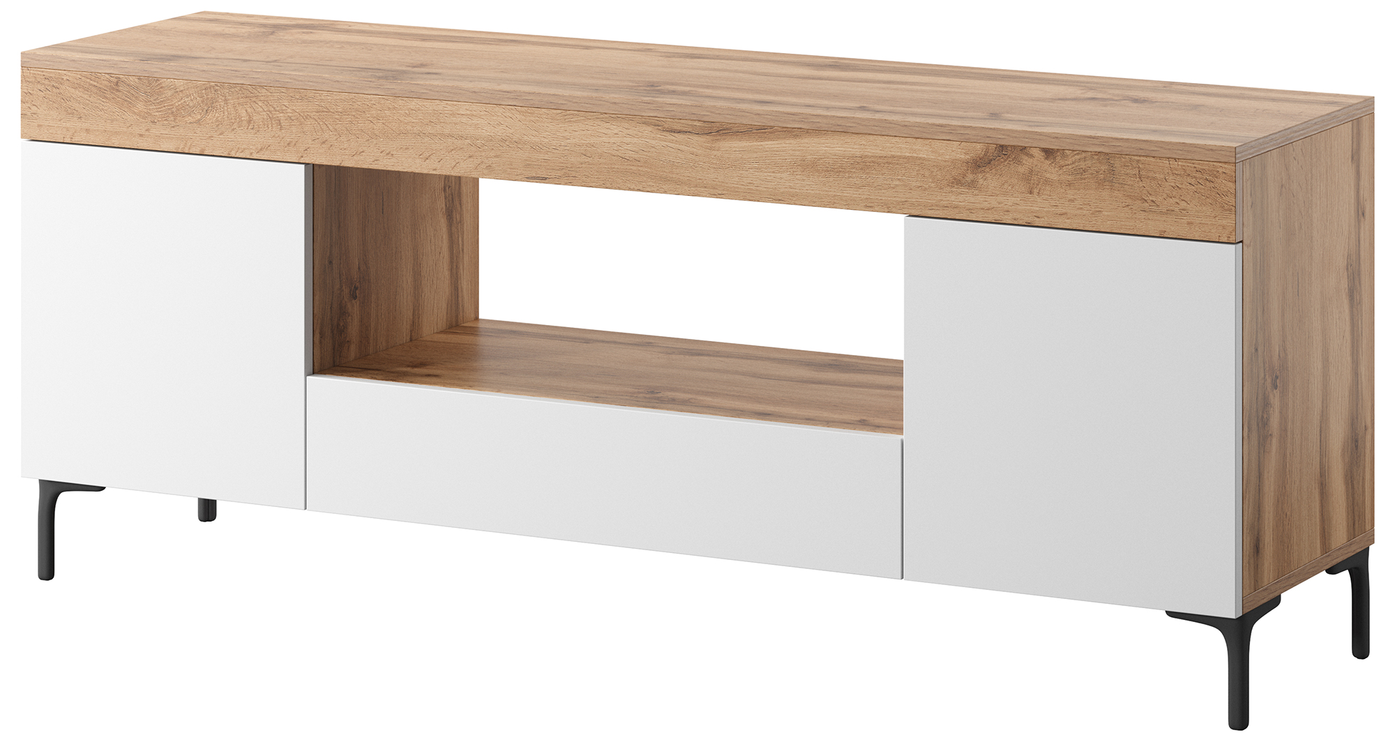 Szafka RTV Gusto 137 cm Dąb lancaster / biały mat - zdjęcie 1