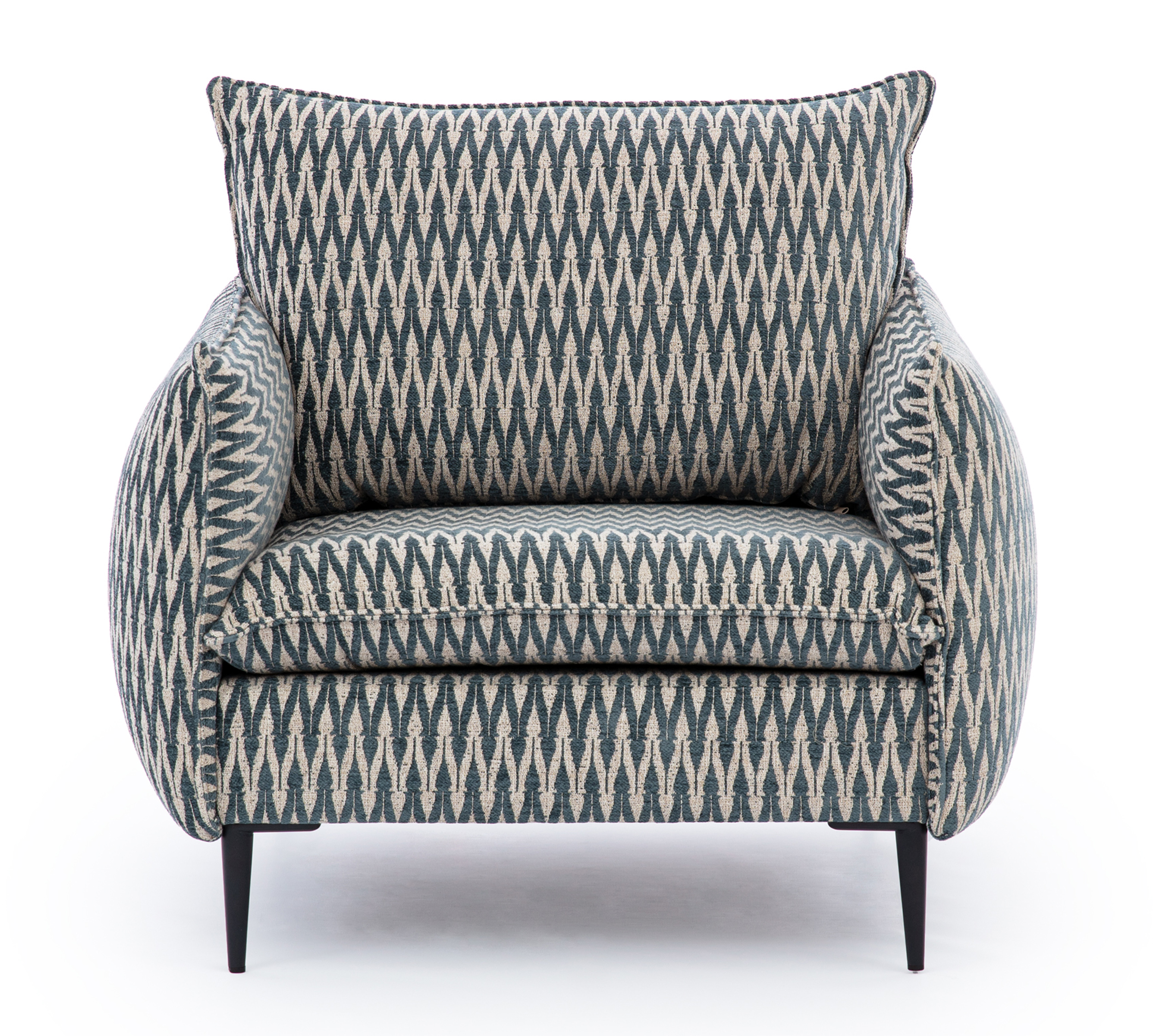 Fotel kubełkowy Cambiano geometryczy wzór turkusowo-kremowy - zdjęcie 1