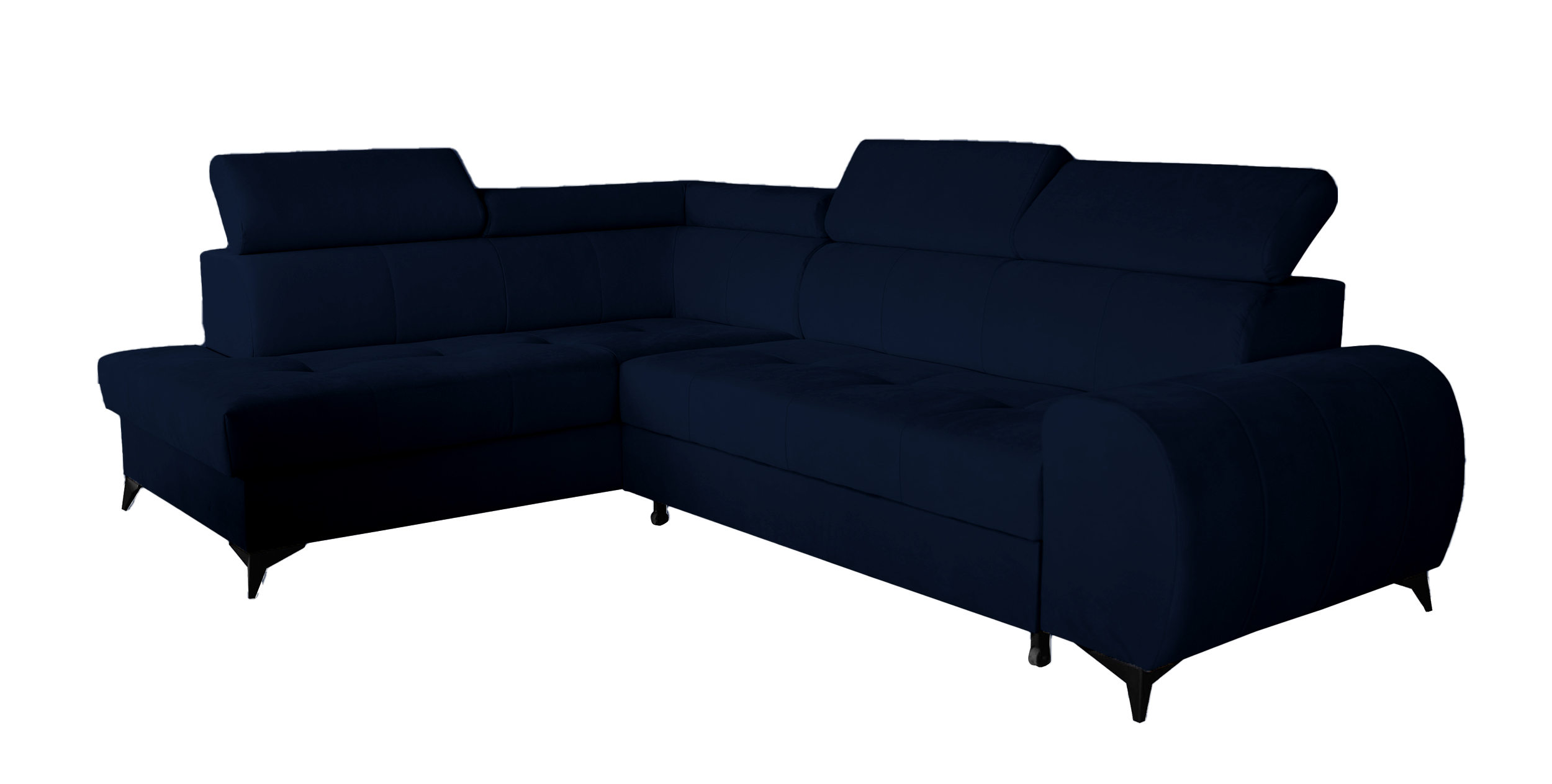 Narożnik z funkcją spania Palawano L-kształtny z pojemnikiem granatowy velvet lewostronny - zdjęcie 1