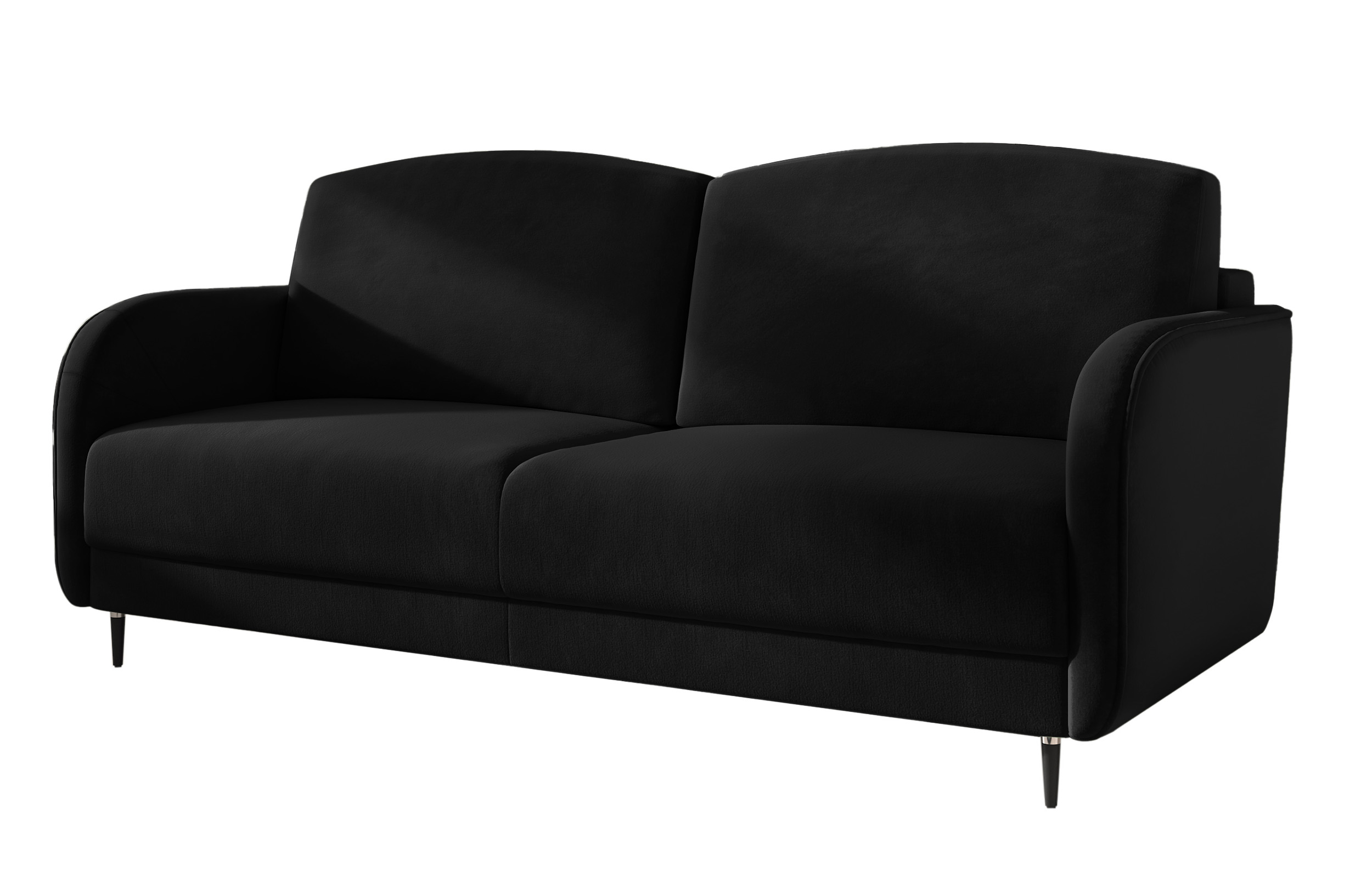 Kanapa rozkładana trzyosobowa Dolmino z pojemnikiem czarna welur łatwoczyszczący hydrofobowy - zdjęcie 1