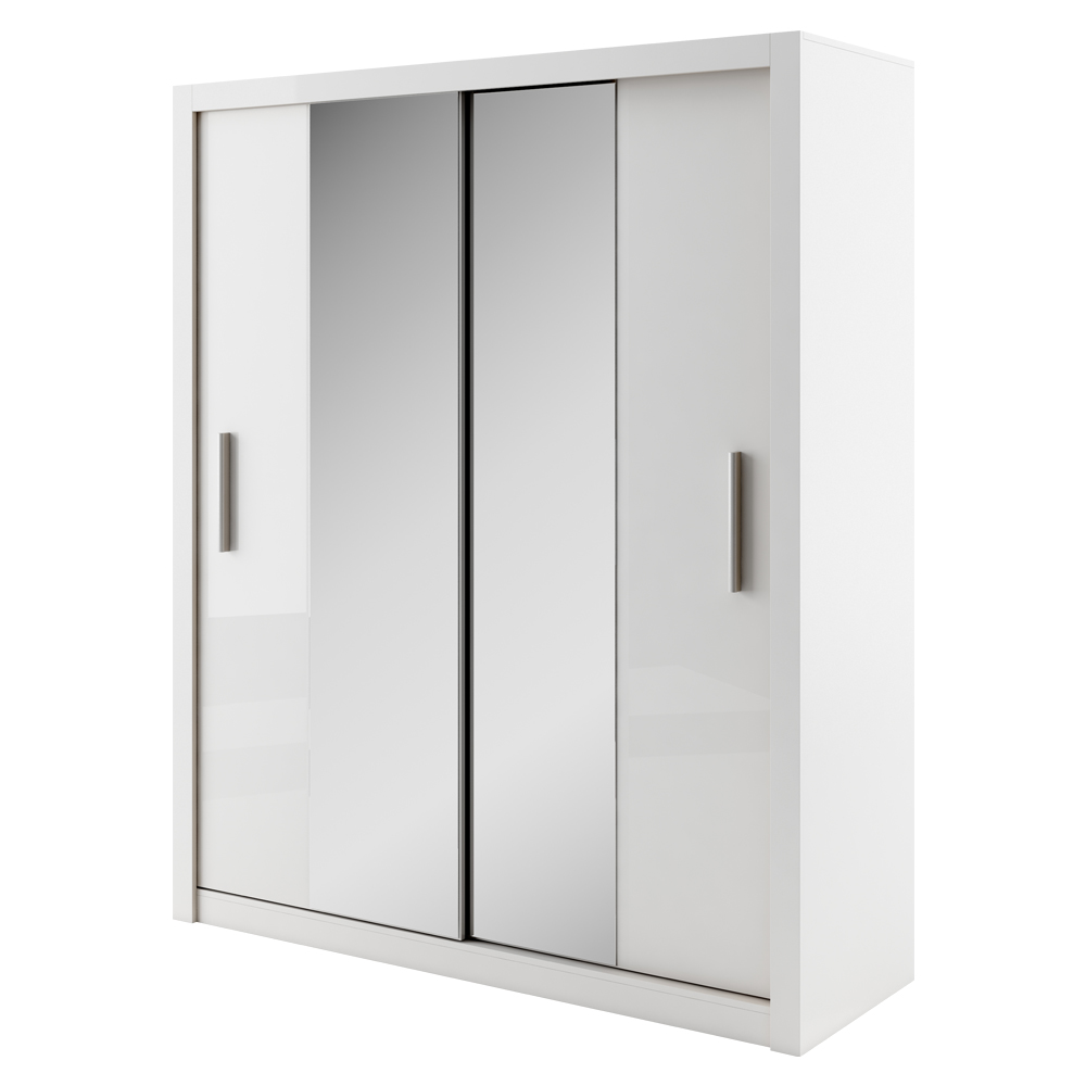 Szafa Idea 180 cm z dwoma podłużnymi lustrami Biały  - zdjęcie 1