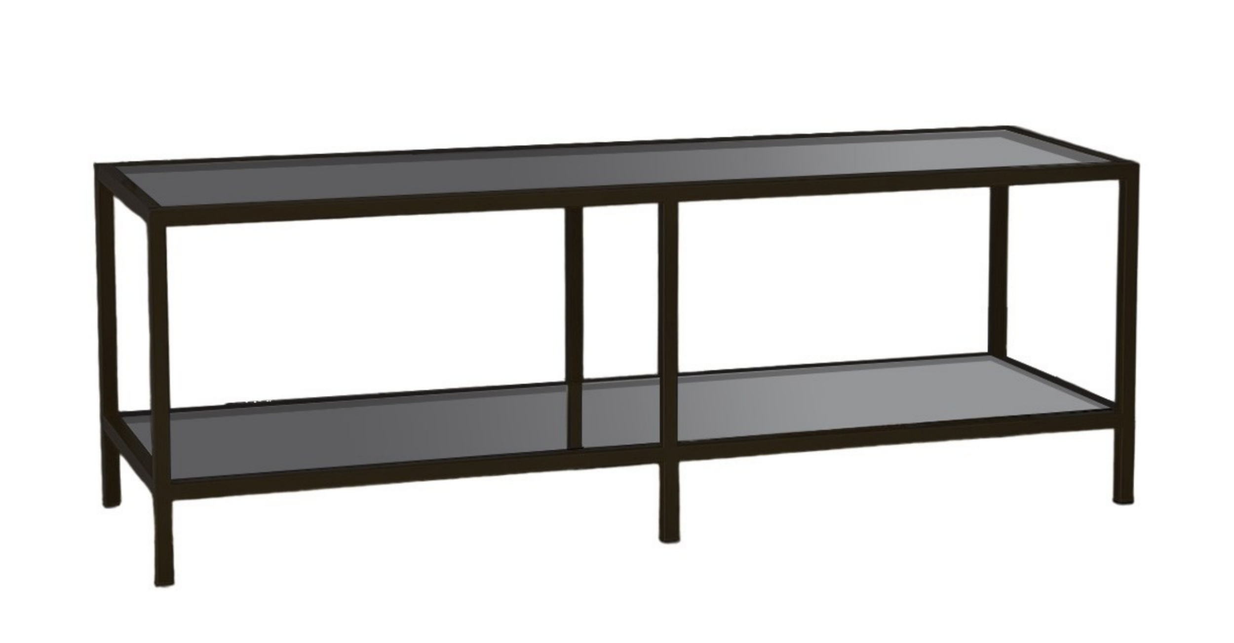 Szafka RTV Pervery 130 cm ze szklanymi półkami czarna - zdjęcie 1