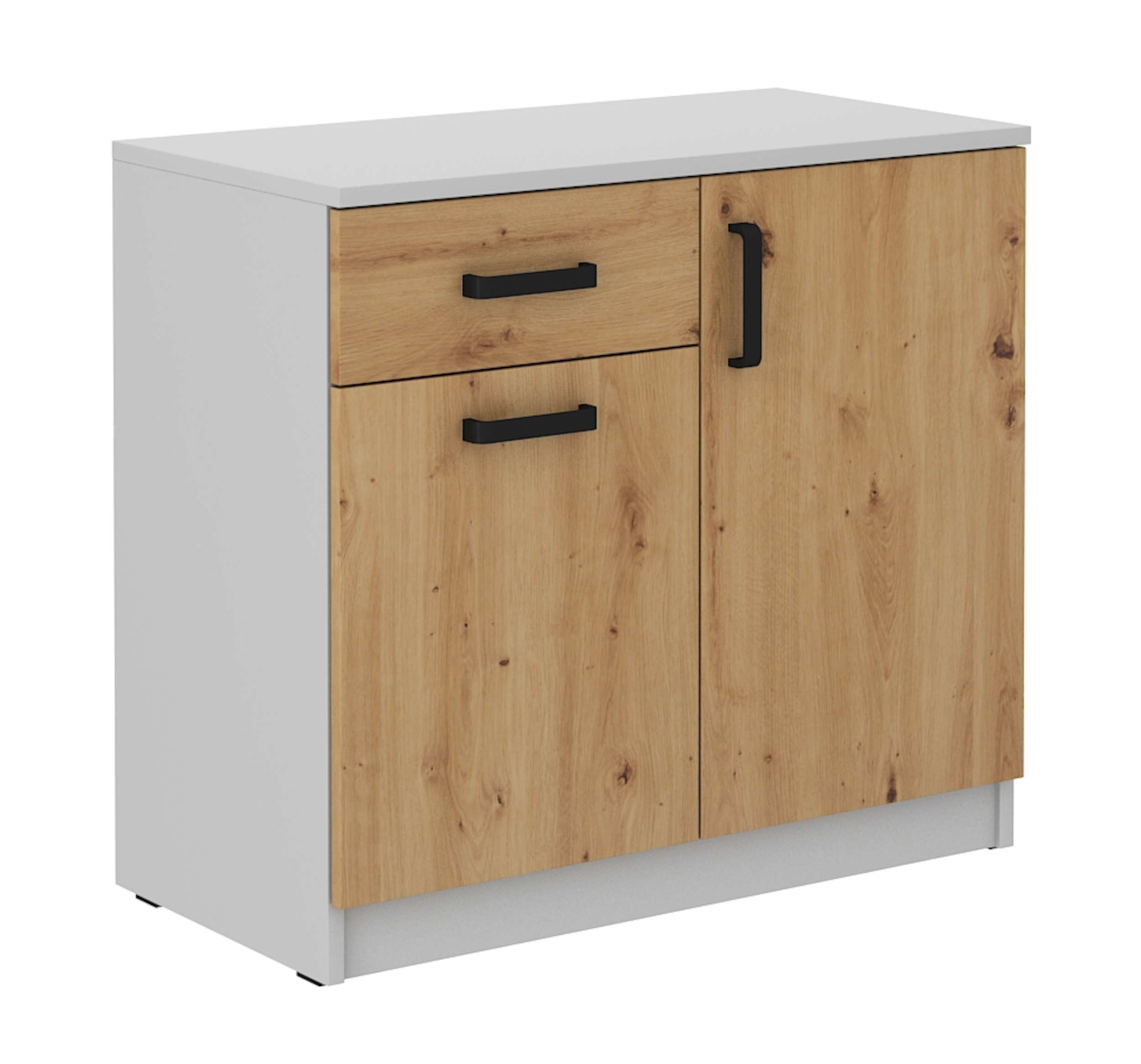 Komoda dwudrzwiowa Stundly z szufladą Szary/Dąb artisan - zdjęcie 1