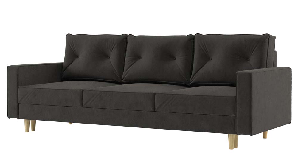 Kanapa rozkładana trzyosobowa Holces 210 cm z pojemnikiem ciemnoszara - zdjęcie 1