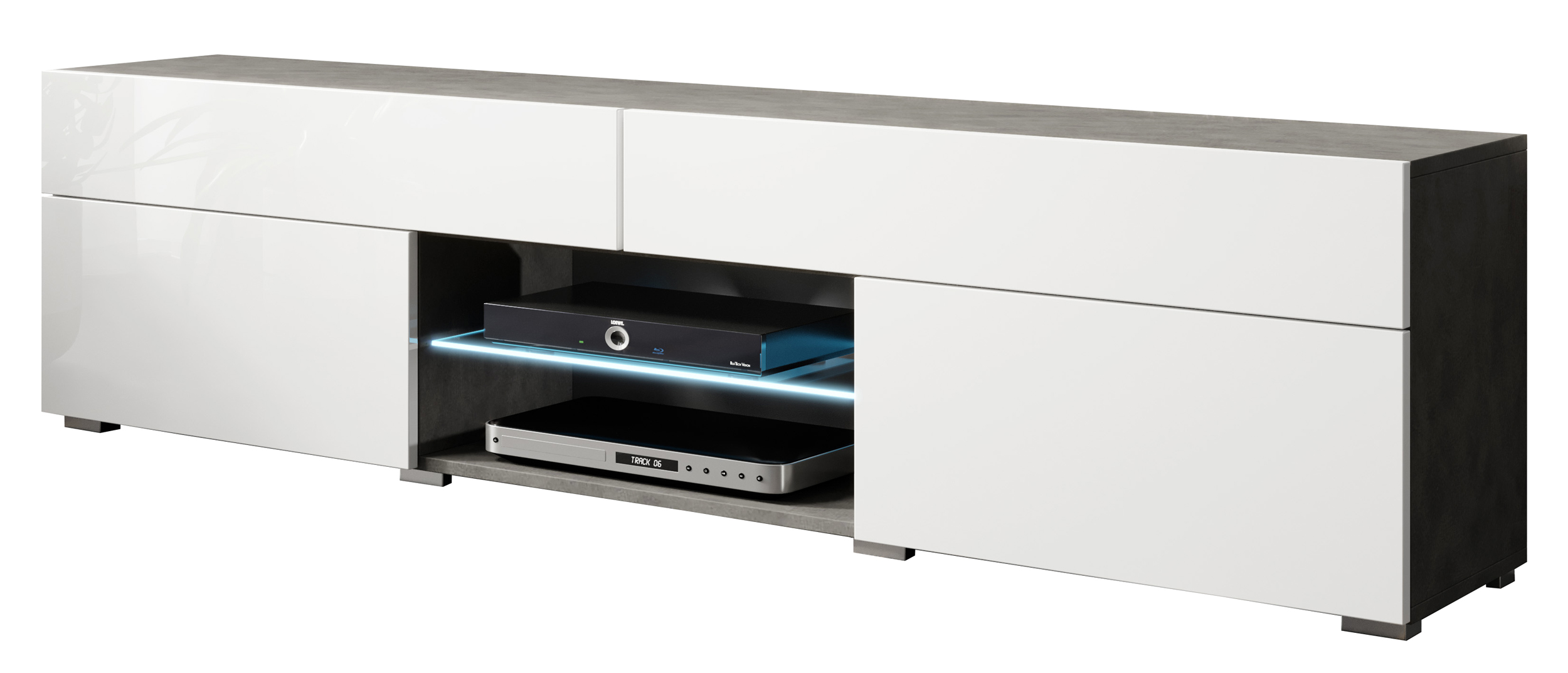 Szafka RTV Bangie 180 cm z szufladami matera/biały połysk