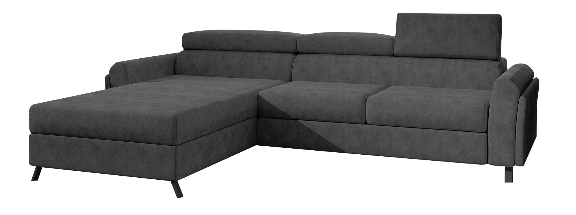 Narożnik z funkcją spania Melegueta L-kształtny z pojemnikiem ciemnoszary lewostronny