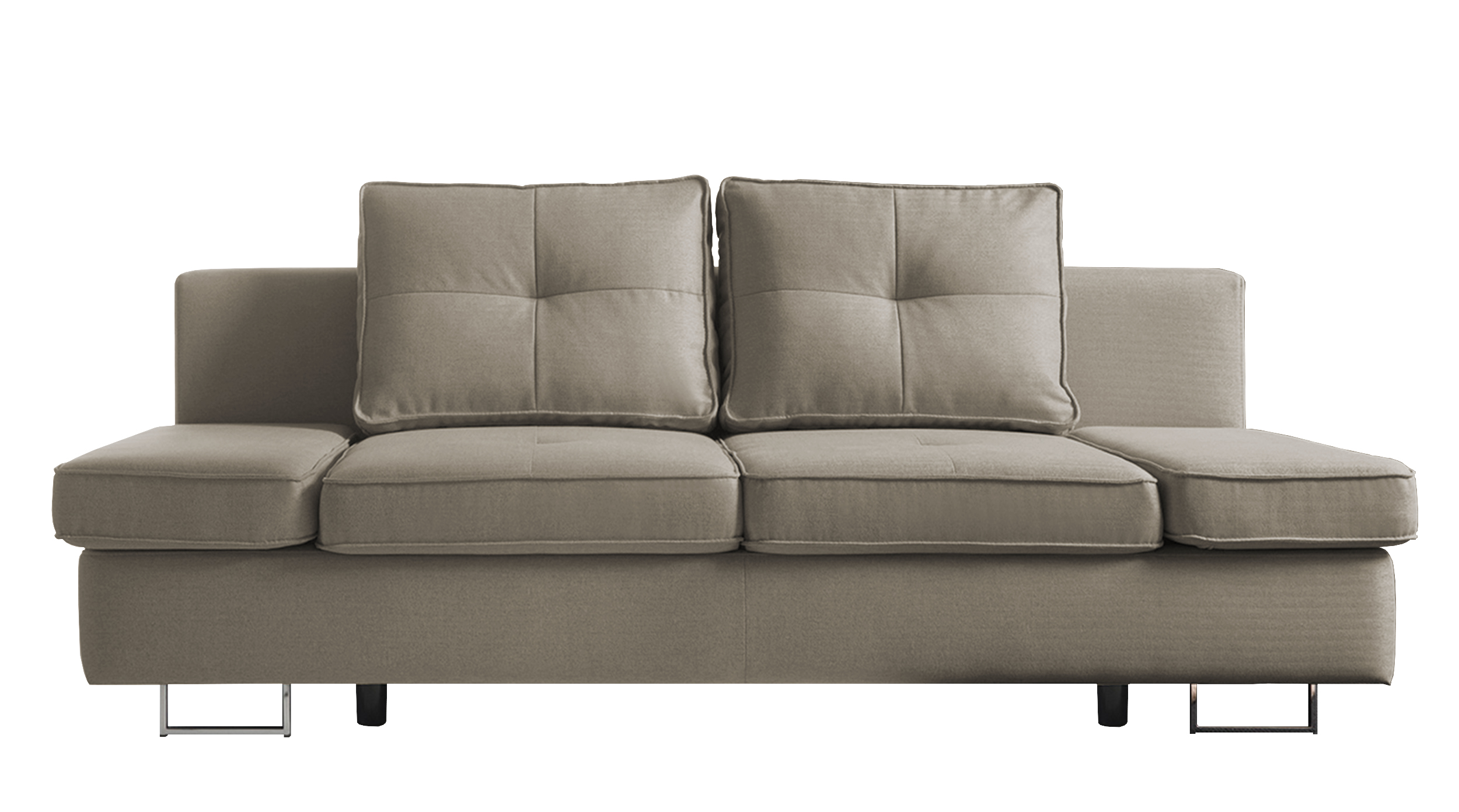 Kanapa rozkładana trzyosobowa Villare jasnobrązowa z pojemnikiem i regulowanymi podłokietikami w tkaninie hydrofobowej welur - zdjęcie 1