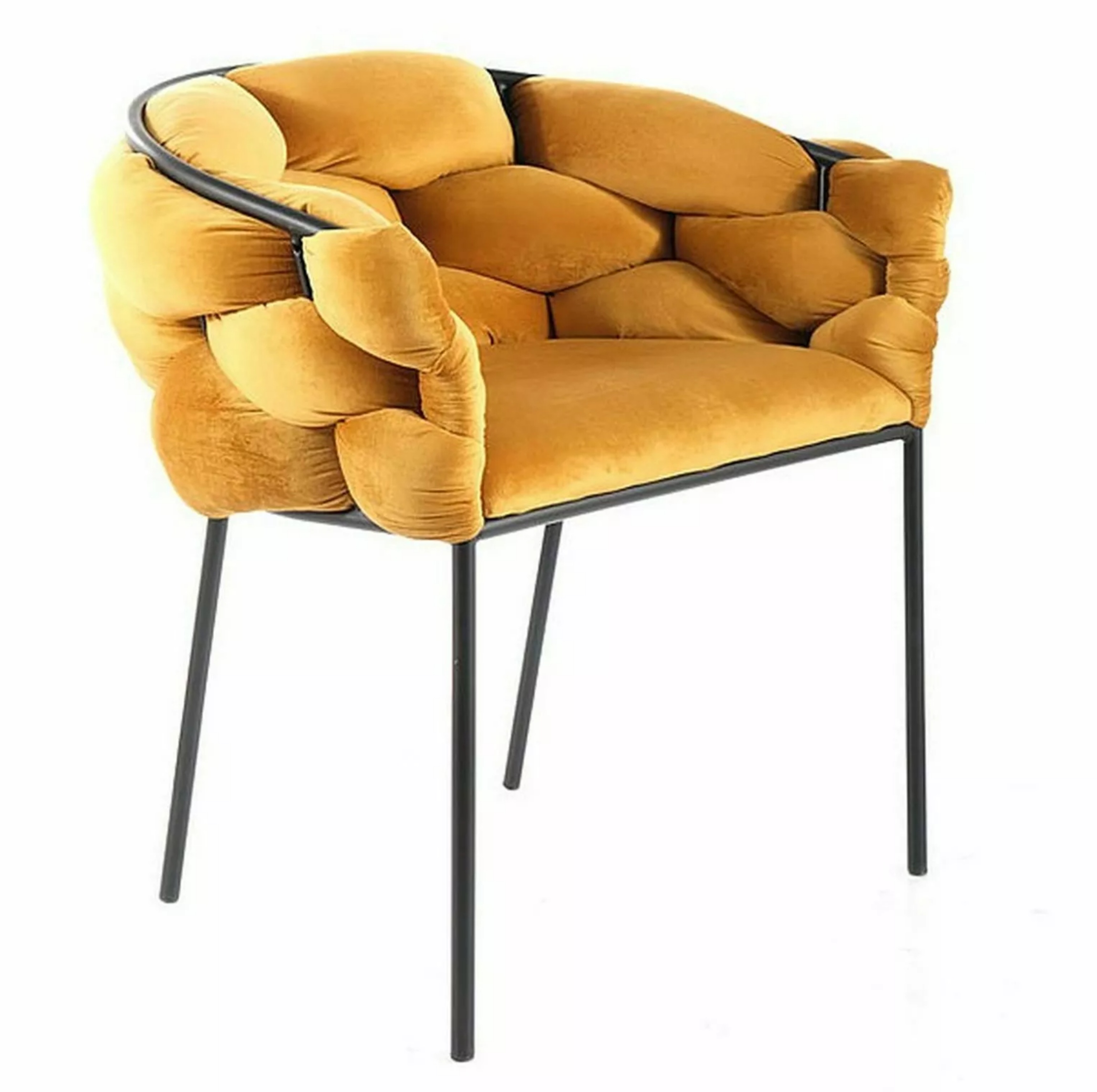 Krzesło tapicerowane Norte żółty velvet - zdjęcie 1