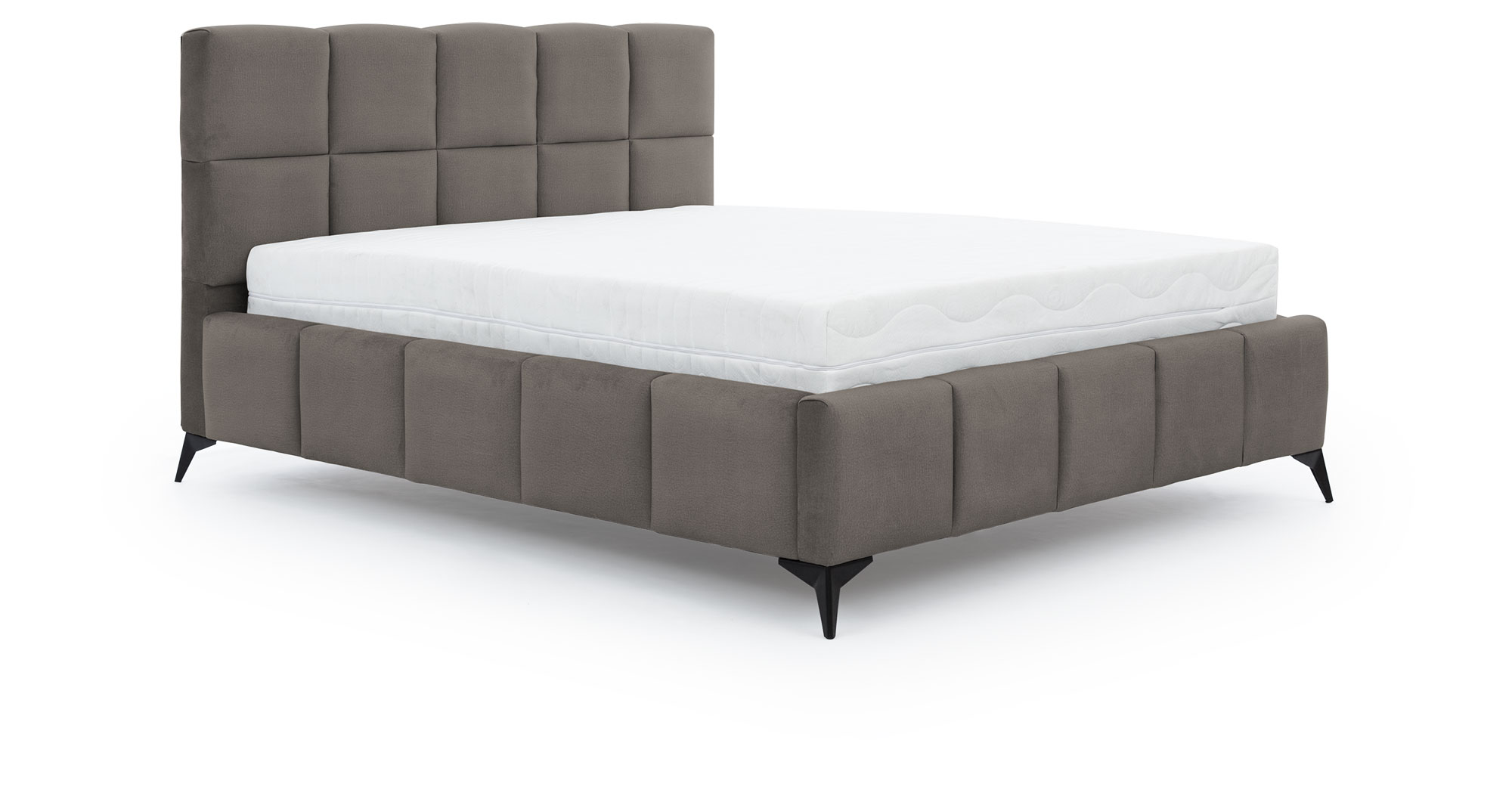Łóżko tapicerowane 180x200 cm Maceda z pojemnikiem szare velvet - zdjęcie 1