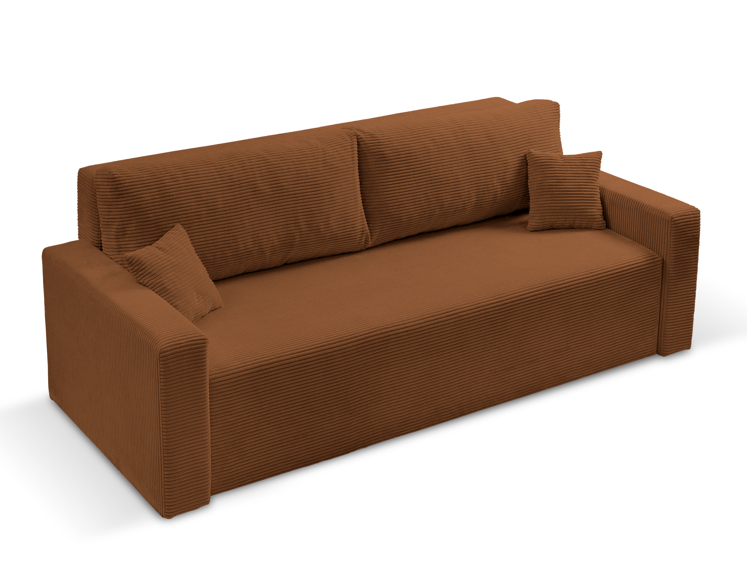 Kanapa rozkładana trzyosobowa Peroso miedziana z pojemnikiem sztruks - zdjęcie 1