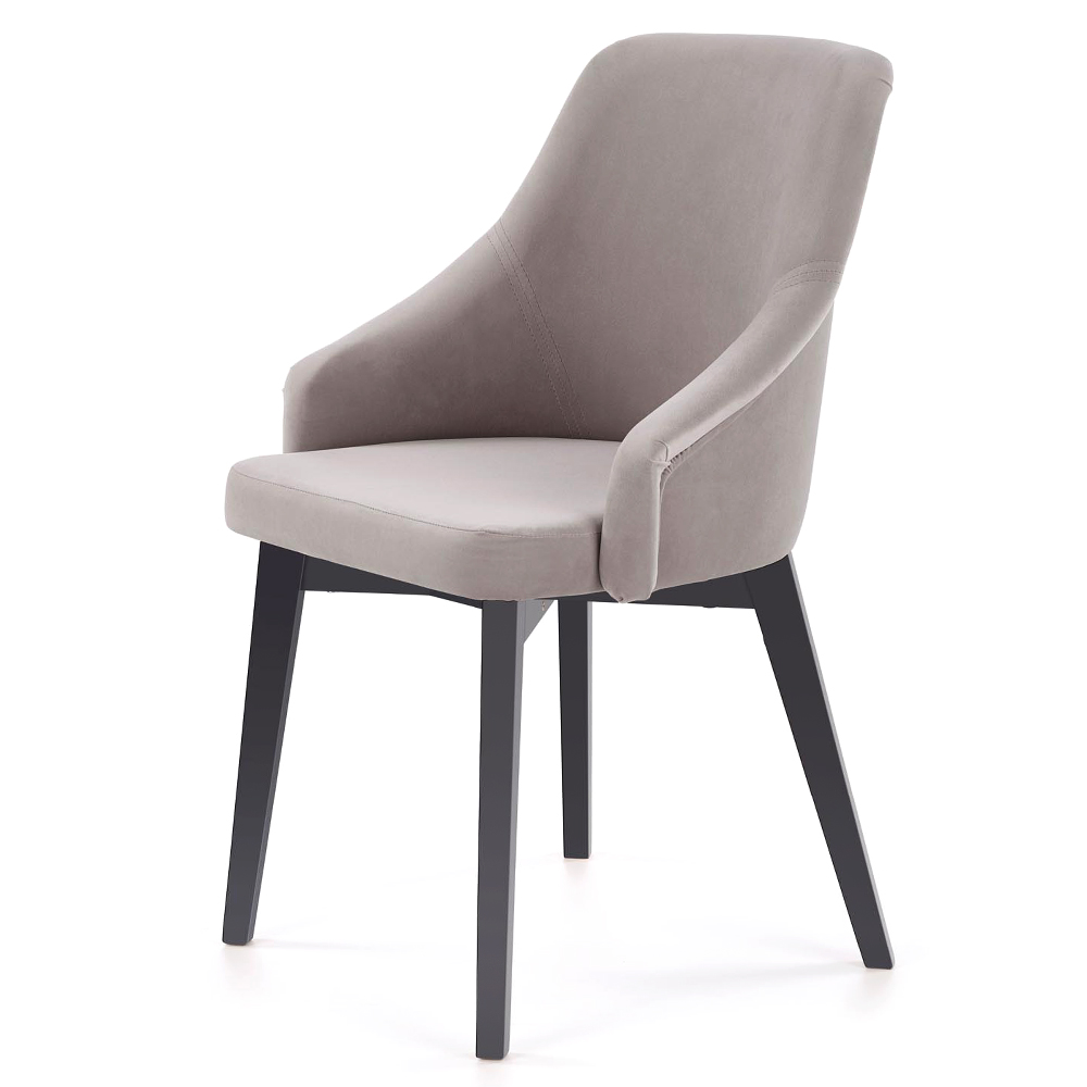 Krzesło tapicerowane Berlas popielaty velvet na grafitowej podstawie - zdjęcie 1