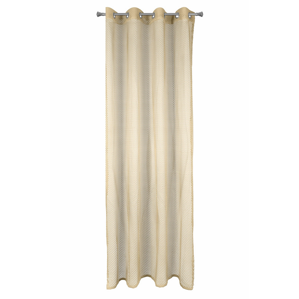 Firana na przelotkach Wikus 140x250 cm o strukturze siatki o grubych oczkach beżowa - zdjęcie 1