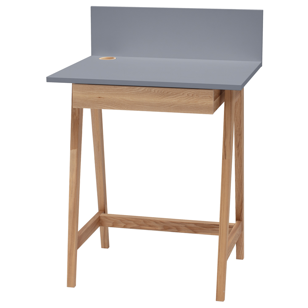 Biurko drewniane Luka 65x50 cm z szufladą Ciemnoszary - zdjęcie 2