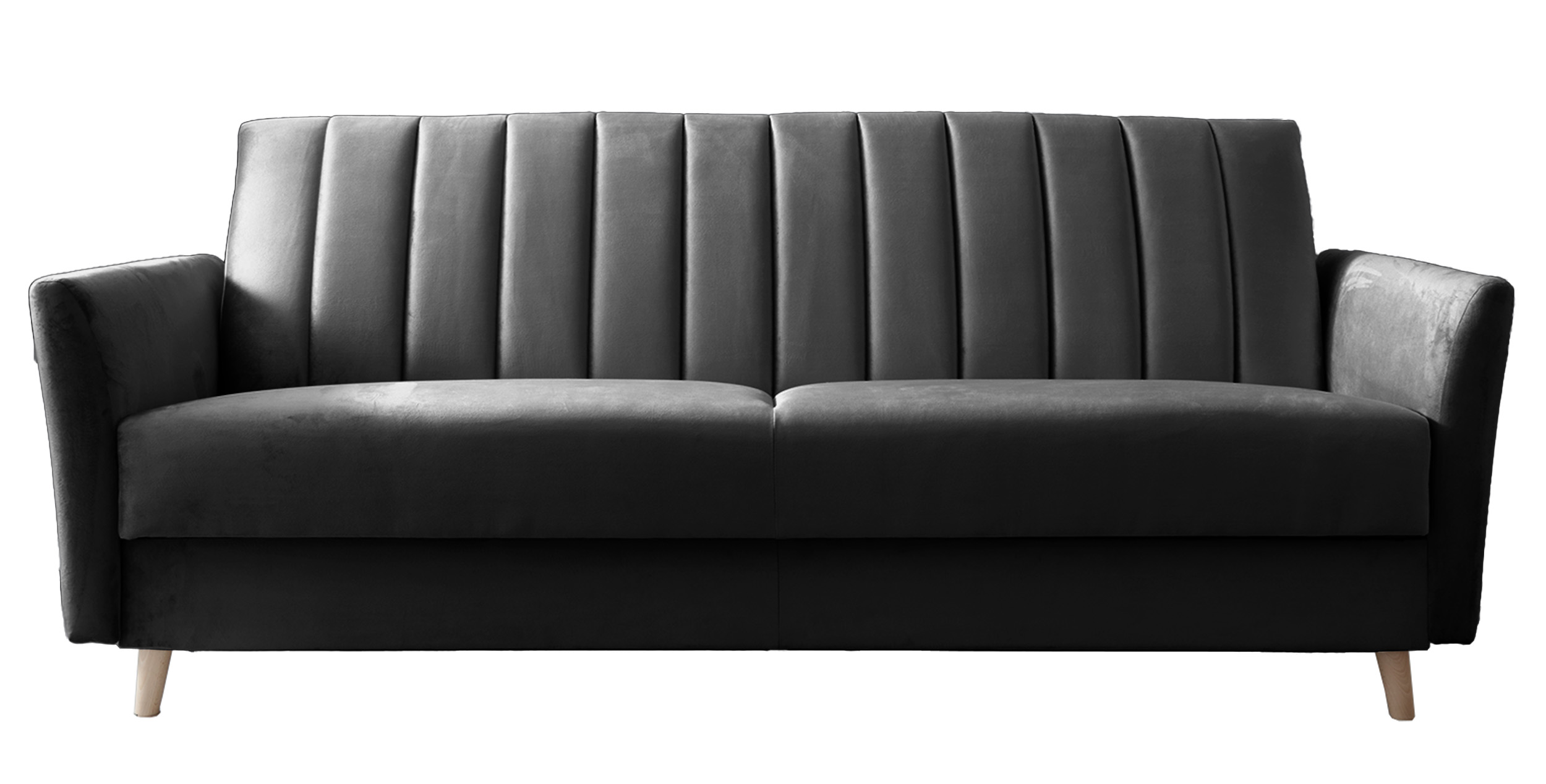 Wersalka rozkładana trzyosobowa Kolmeno z pojemnikiem ciemnoszara welur - zdjęcie 1