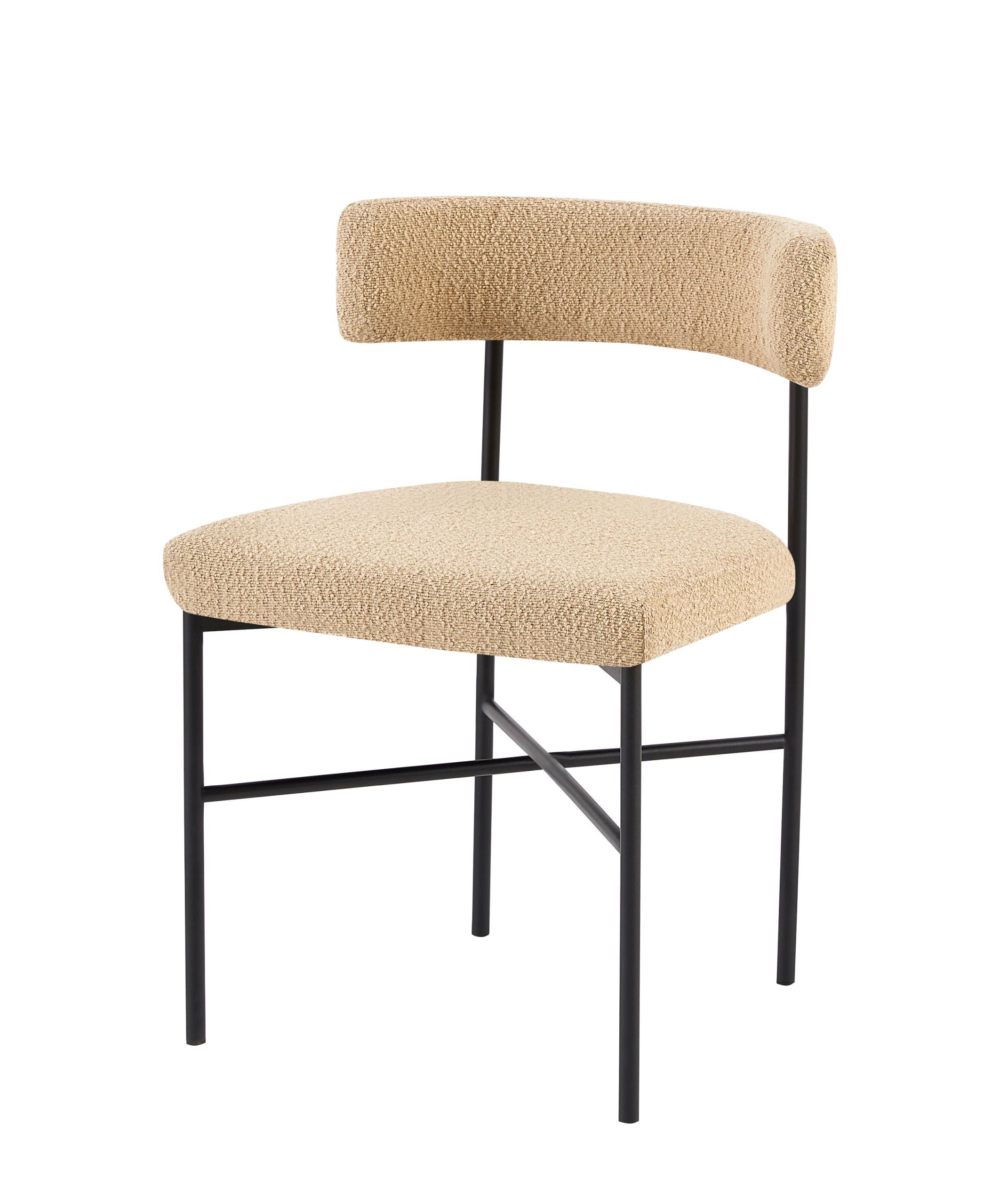 Krzesło tapicerowane Mentrily w tkaninie boucle cappucino - zdjęcie 1