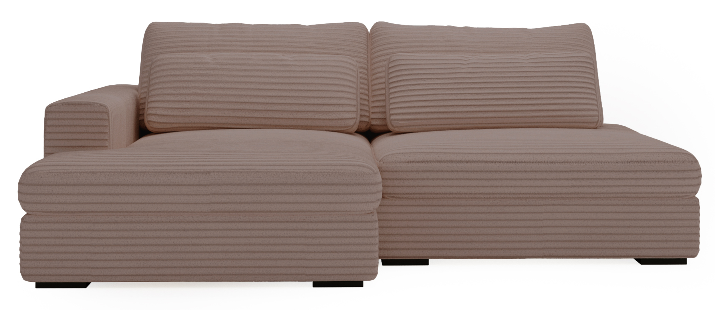 Narożnik z funkcją spania Lemmu L-kształtny jasnobrązowy gruby sztruks lewostronny - zdjęcie 1