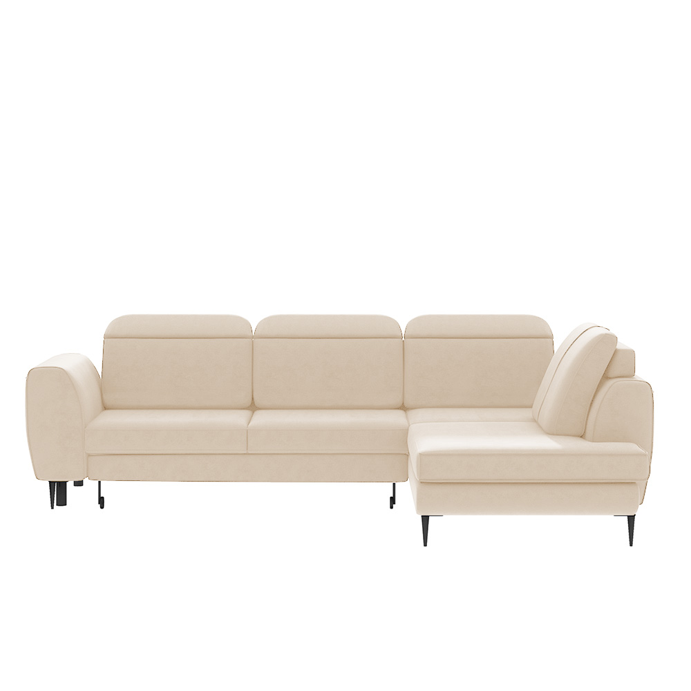 Narożnik rozkładany Tasar L-kształtny z pojemnikiem beżowy welur hydrofobowy lewostronny - zdjęcie 1