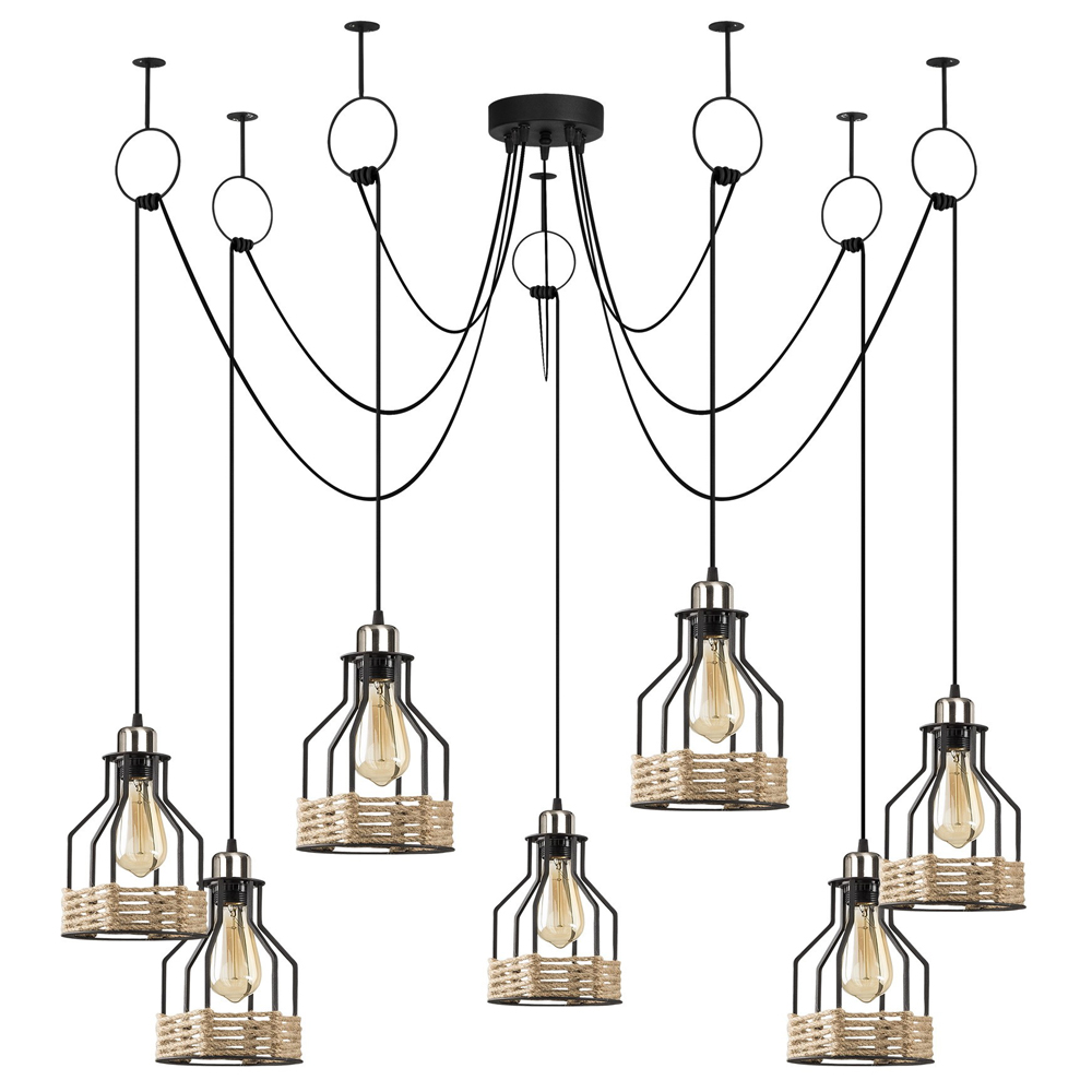 Lampa wisząca Trunica x7 czarna - zdjęcie 1