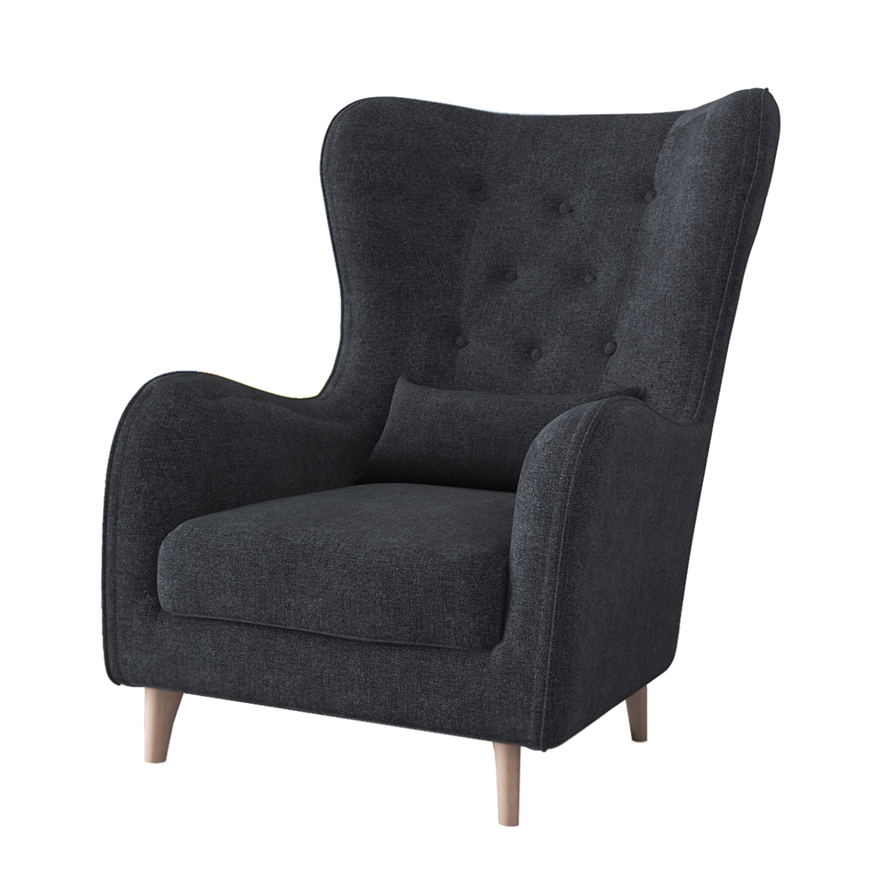 Fotel uszak Calmino Duży ciemnoszary w tkaninie łatwoczyszczącej - zdjęcie 3