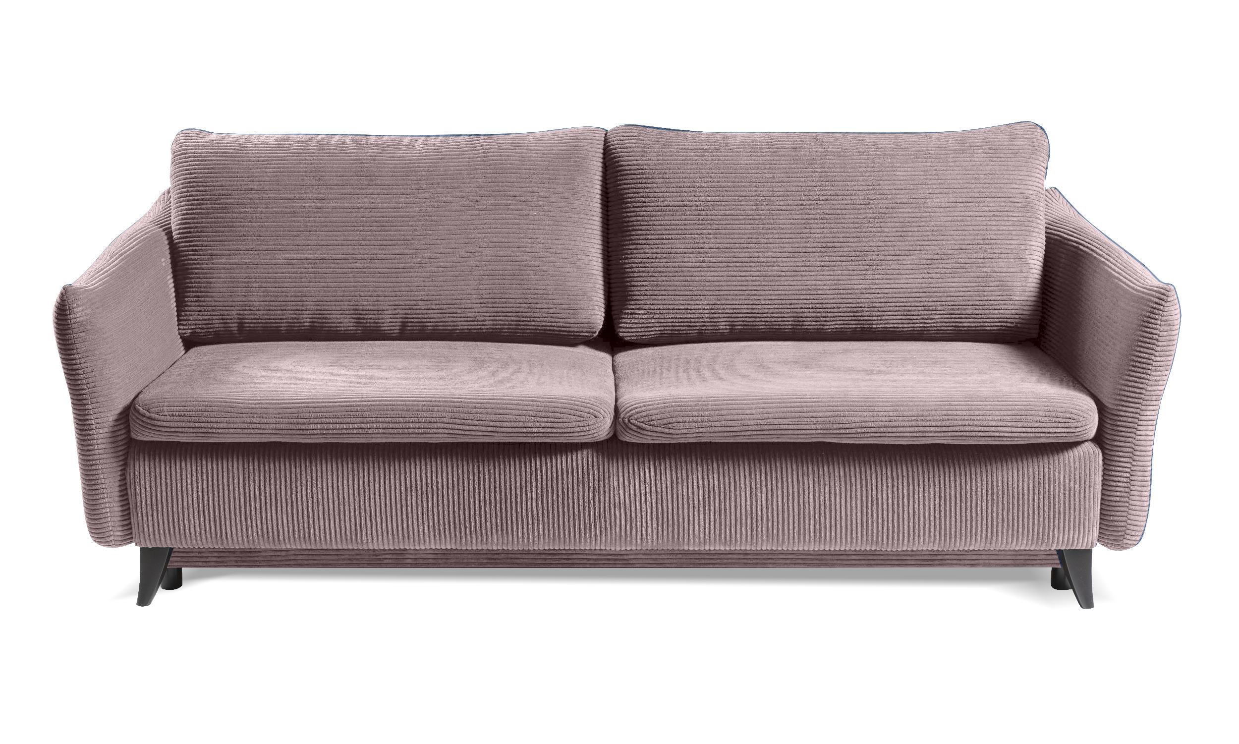 Kanapa rozkładana trzyosobowa Lommedalen z pojemnikiem różowa sztruks - zdjęcie 1