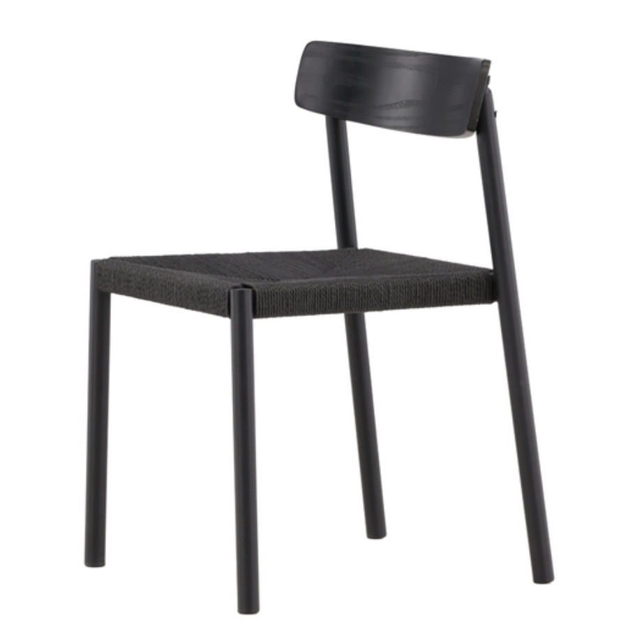 Krzesło drewniane Diarech czarne z plecionym siedziskiem - zdjęcie 1