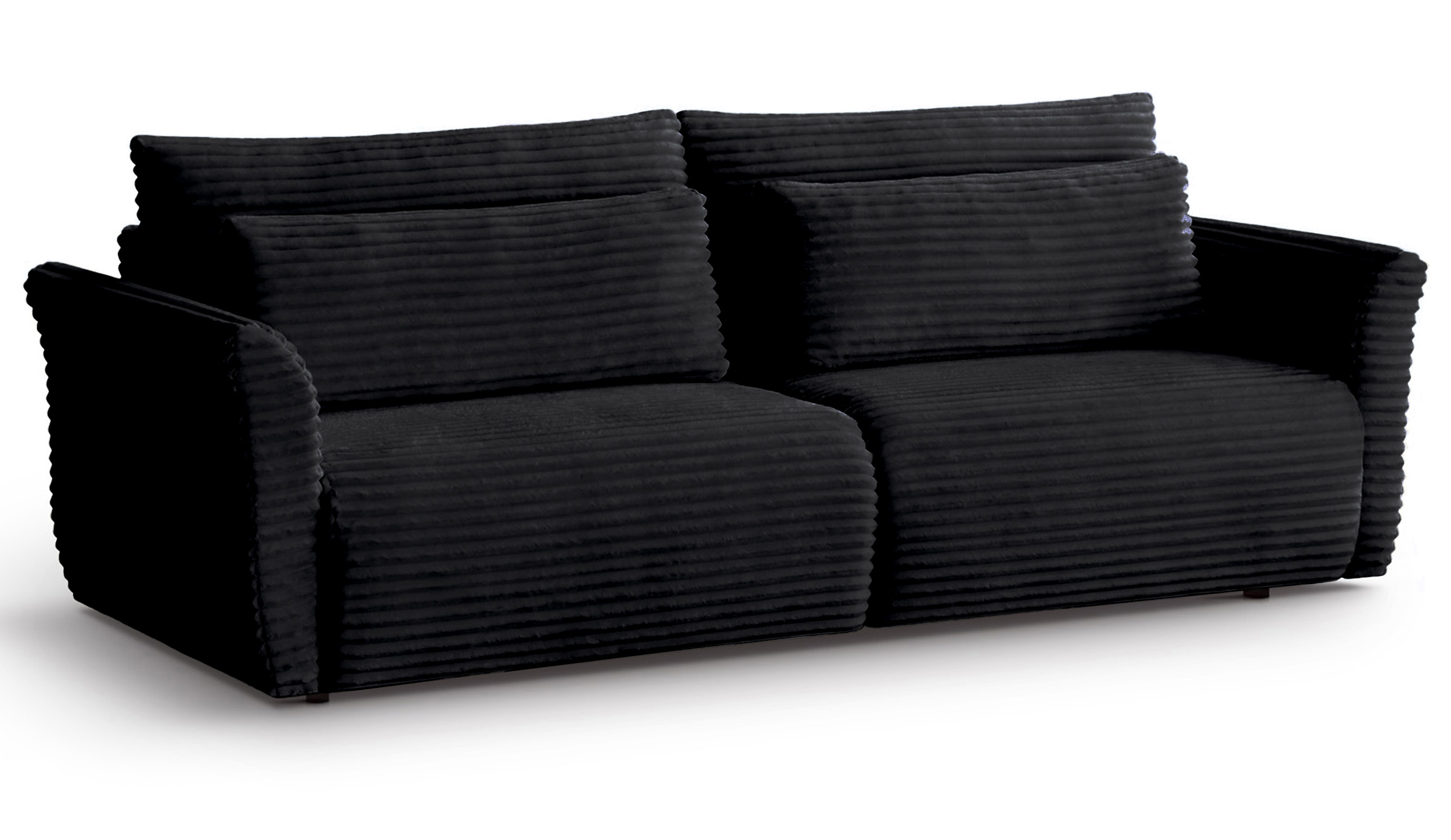 Kanapa rozkładana trzyosobowa Empewo z pojemnikiem czarna sztruks  - zdjęcie 1