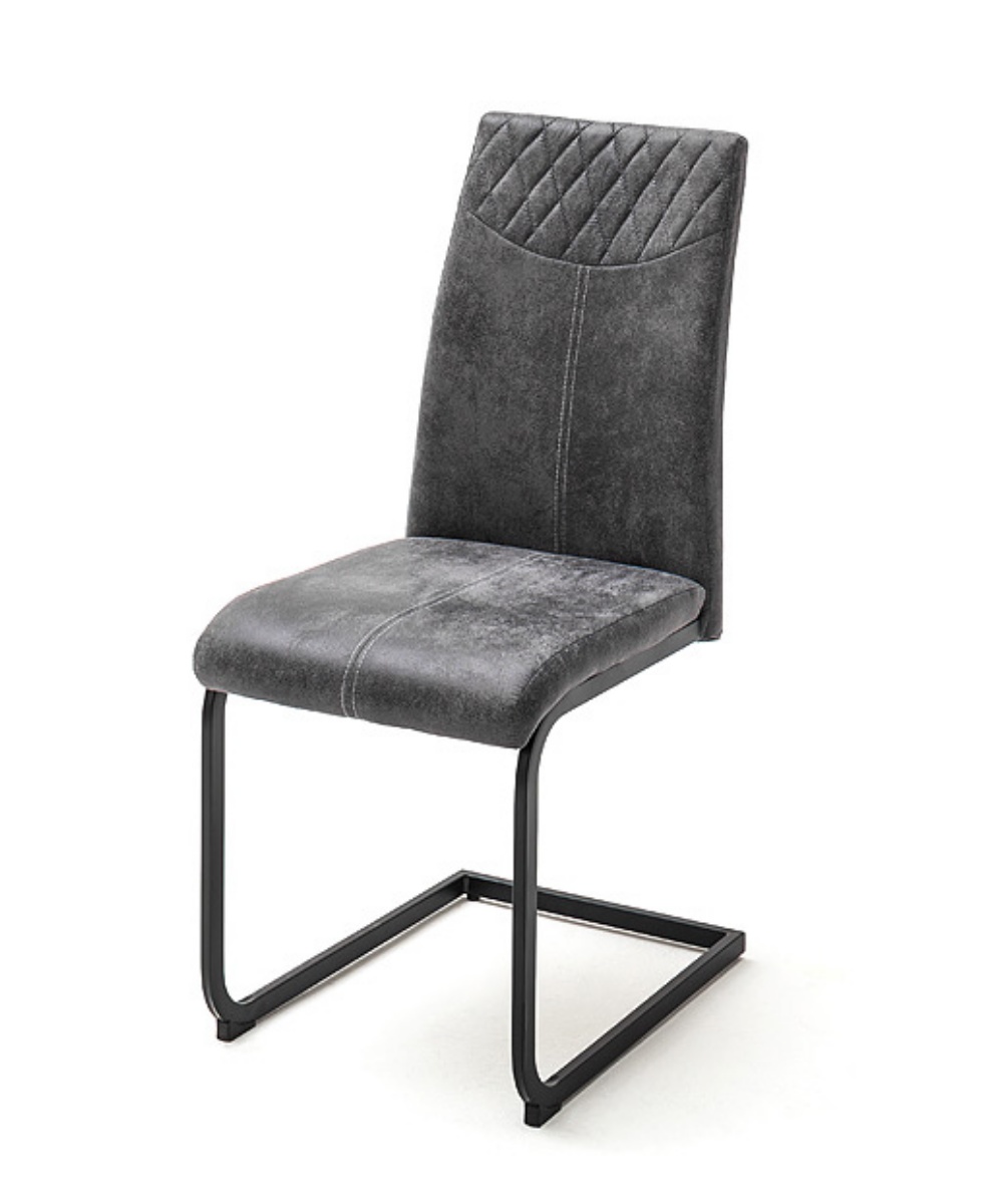 Krzesło tapicerowane Novantly na płozach antracytowe - zdjęcie 1