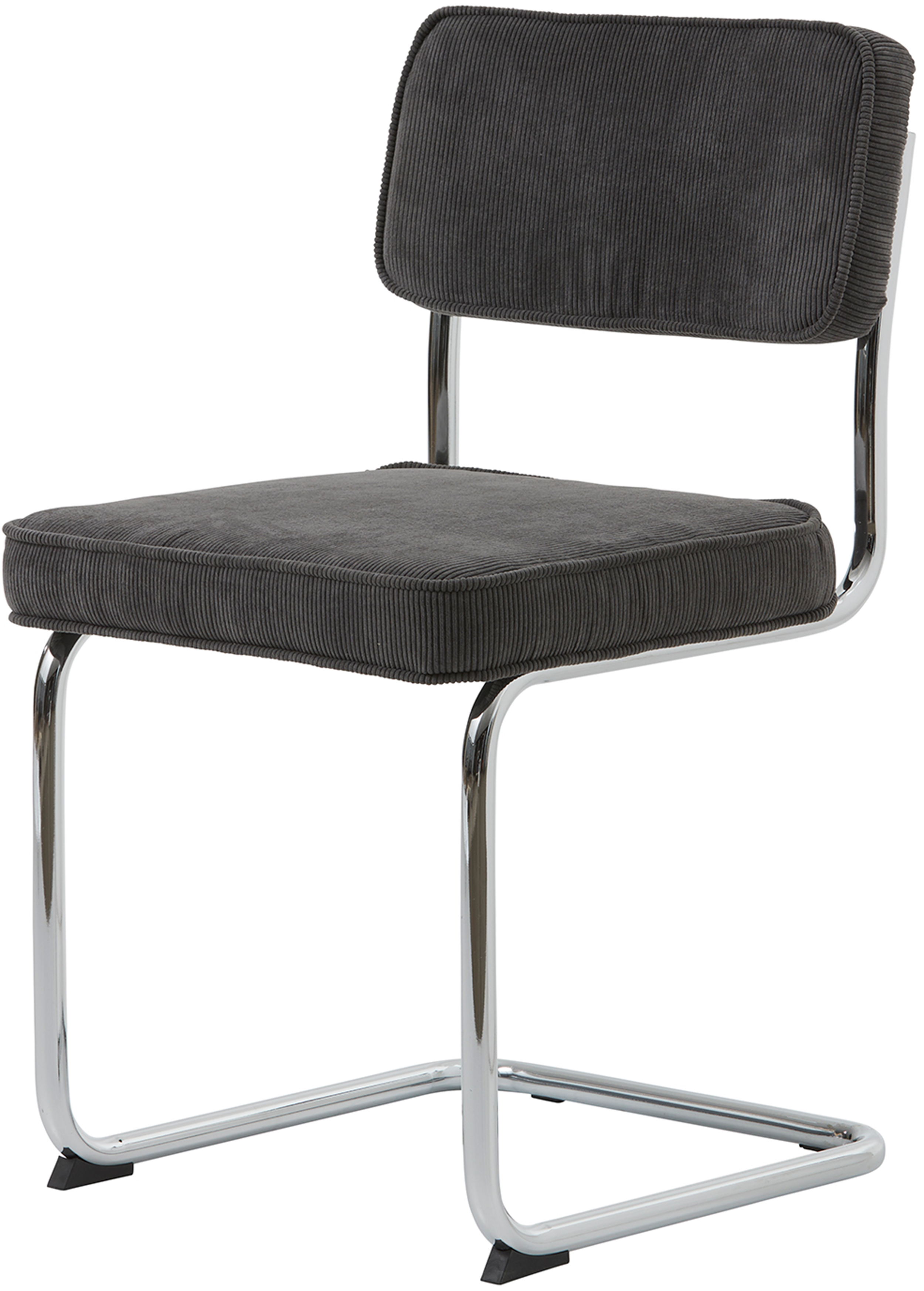 Krzesło tapicerowane Dessaus na chromowanej podstawie ciemnoszare - zdjęcie 1