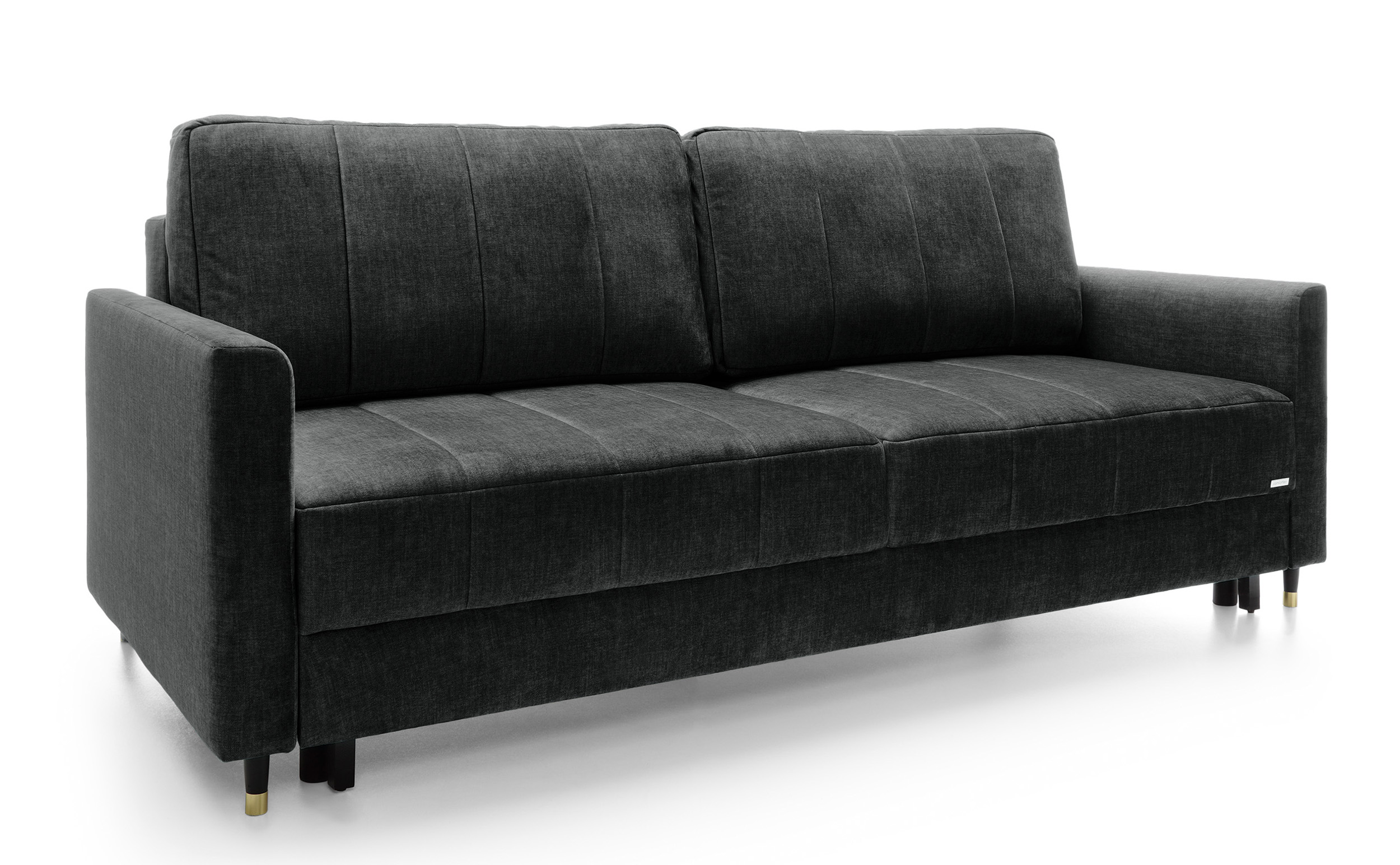 Kanapa rozkładana trzyosobowa Pasito z pojemnikiem grafitowa welur - zdjęcie 1