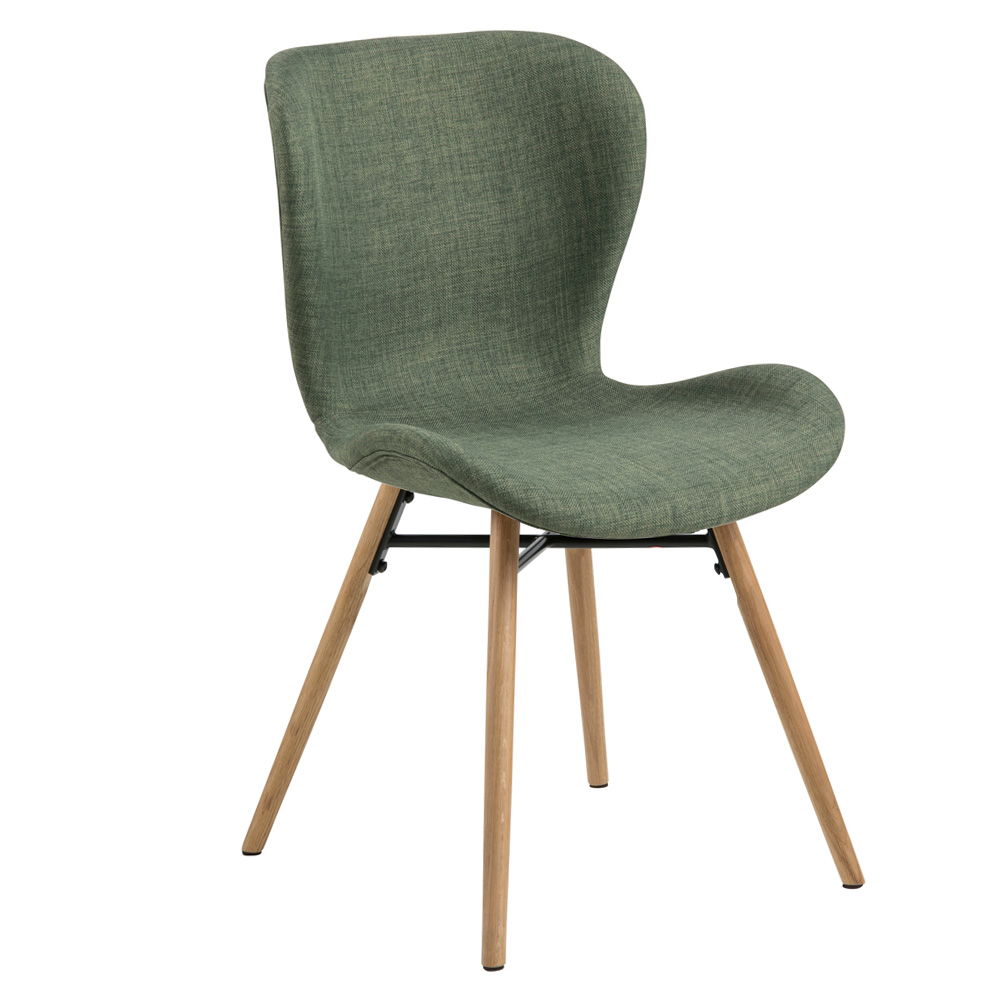 Krzesło tapicerowane Glena zielona tkanina na dębowych nóżkach - zdjęcie 1