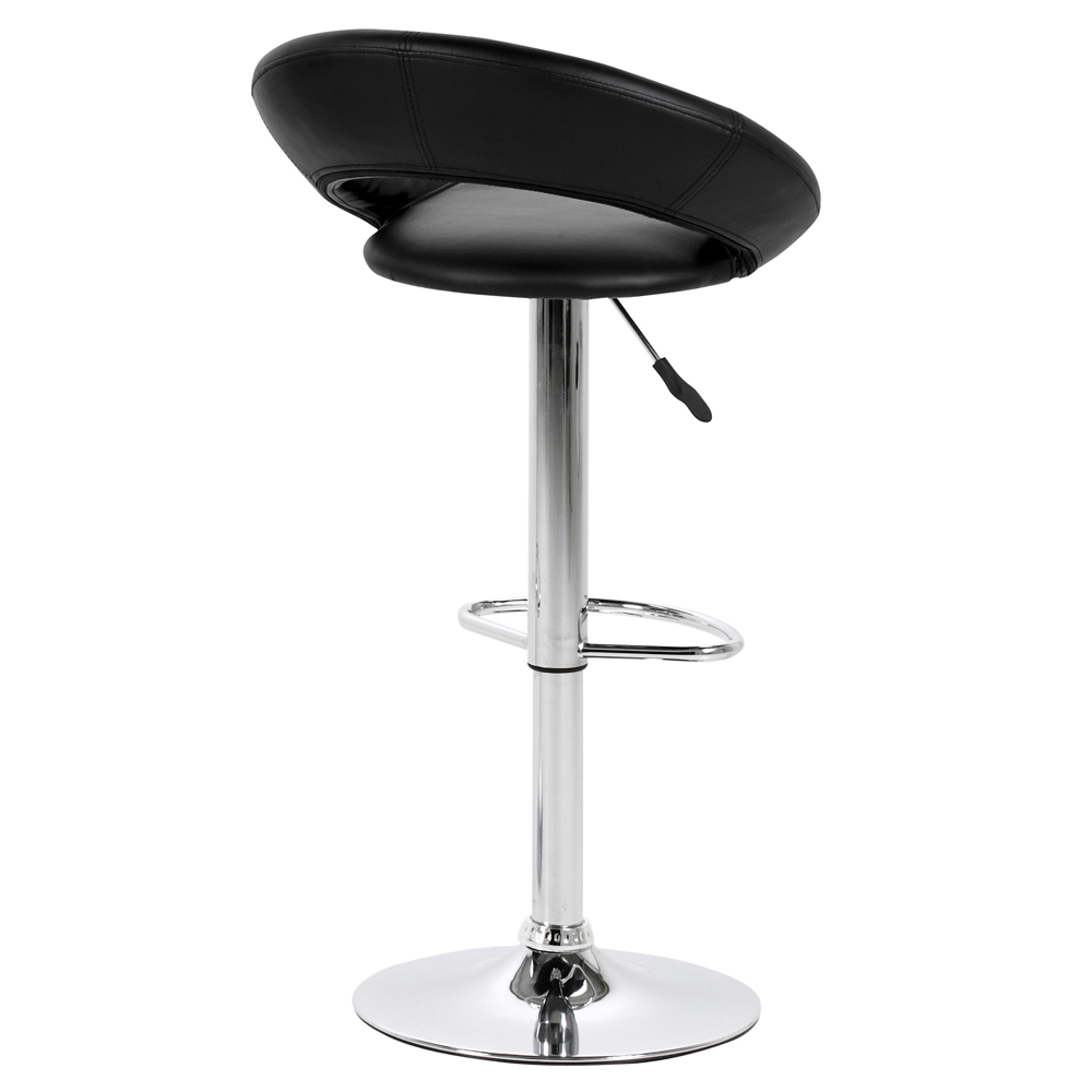 Hoker tapicerowany Bereg czarna ekoskóra na chromowanej nodze - zdjęcie 1