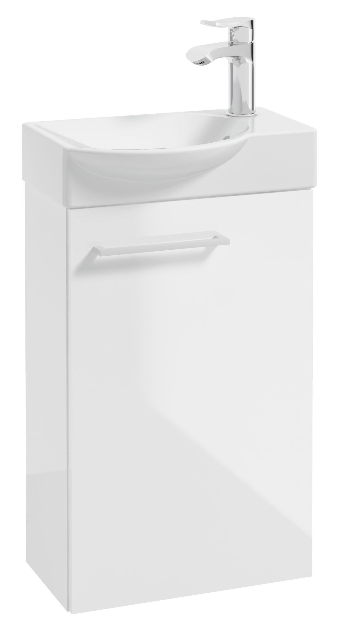 Szafka z umywalką Modullac 39 cm biały połysk z białym uchwytem - zdjęcie 1