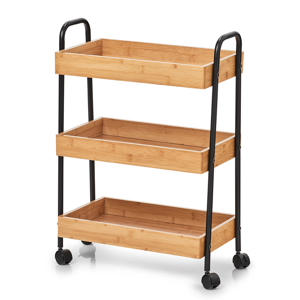 Wózek kuchenny Battie bambusowy czarny - zdjęcie 1