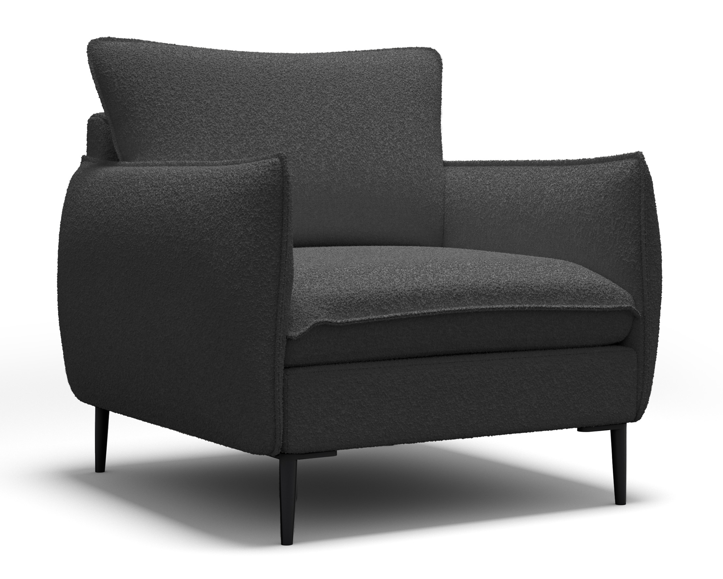 Fotel kubełkowy Cambiano grafitowy w tkaninie boucle - zdjęcie 1