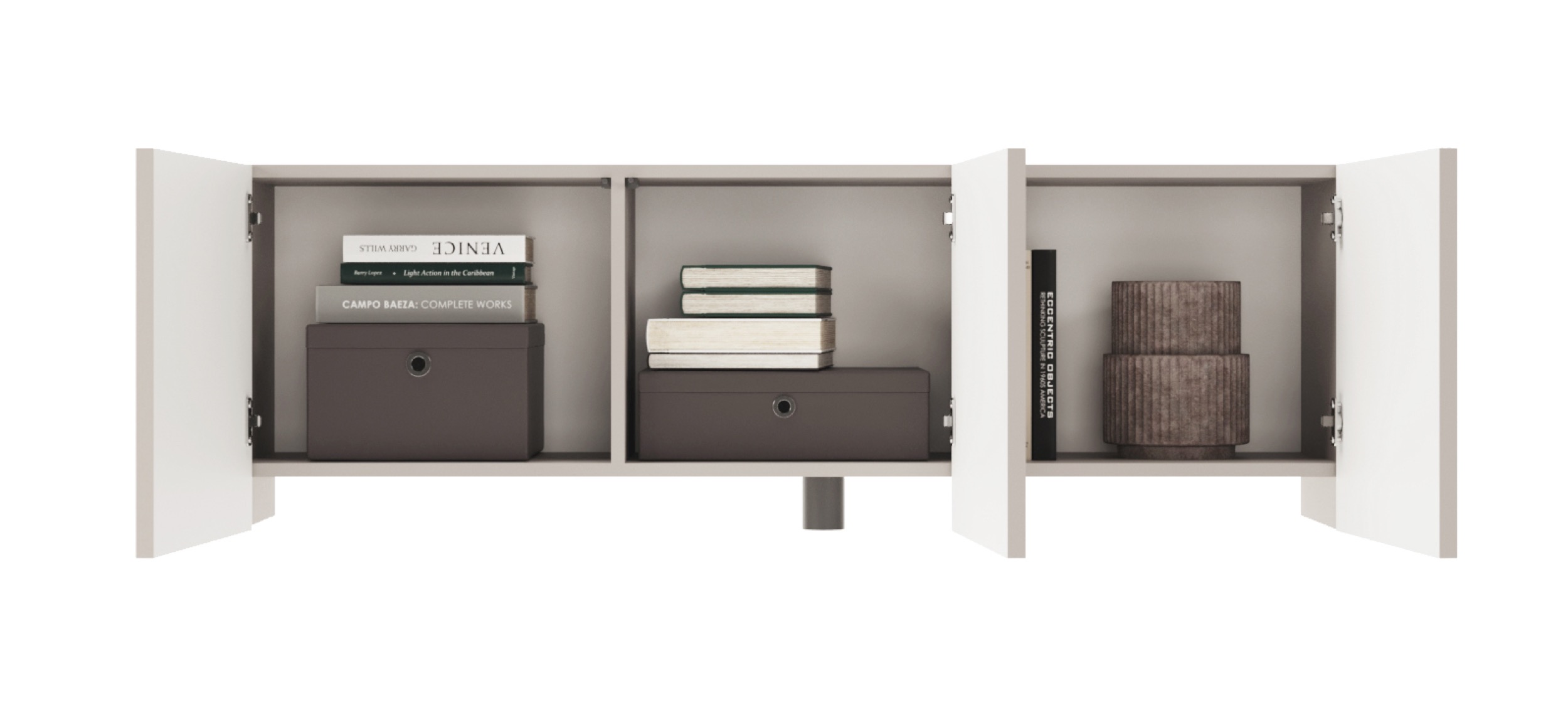 Szafka RTV Arkadia trzydrzwiowa z frezowanymi frontami 150 cm kaszmir