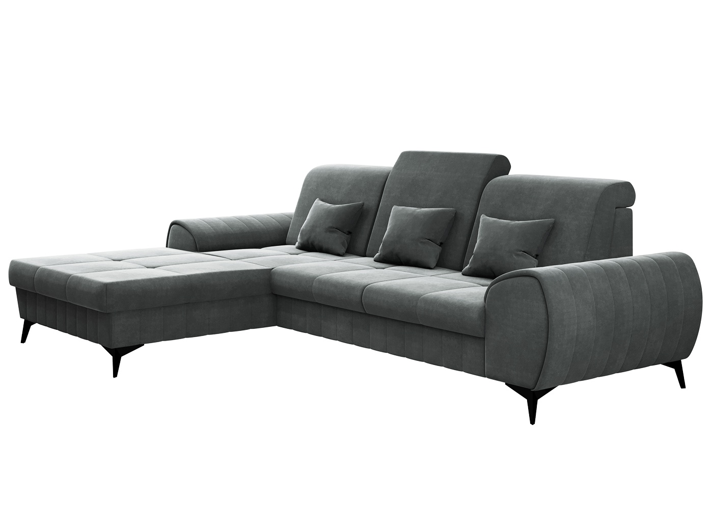 Narożnik z funkcją spania Forsivo L-kształtny z pojemnikiem ciemnoszary lewostronny - zdjęcie 1