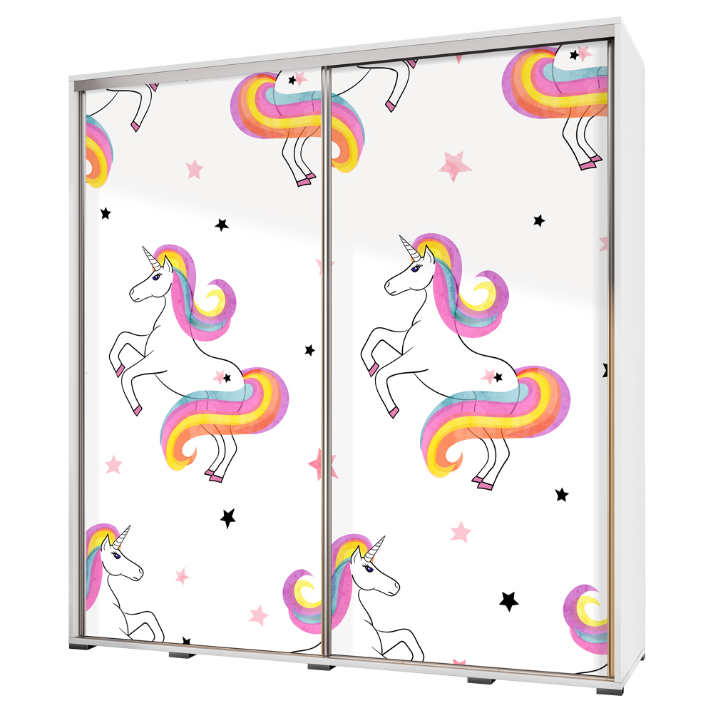 Szafa Wenecja 205 cm Jednorożce z żółto różowymi grzywami - zdjęcie 1