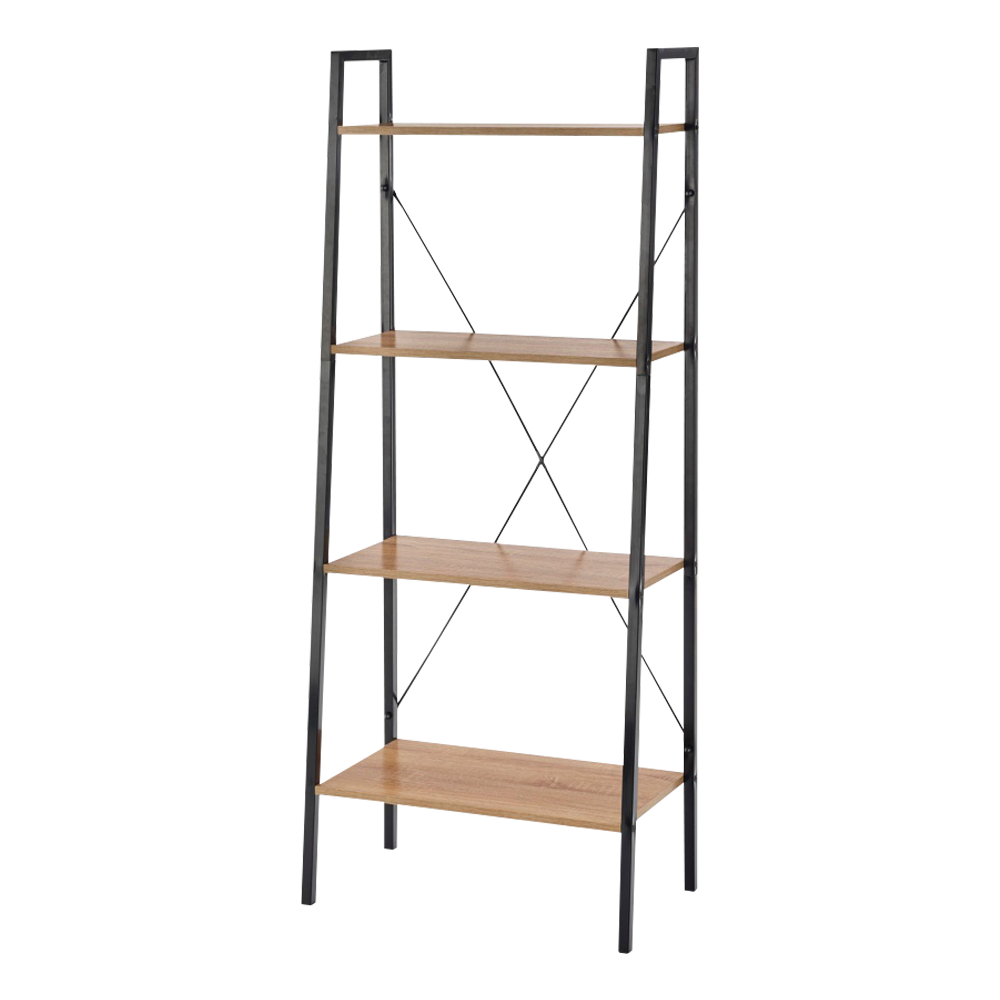 Regał Lomise dąb sonoma - czarny z czterema półkami - zdjęcie 1