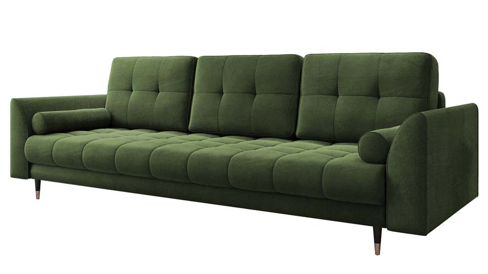 Kanapa rozkładana trzyosobowa Agriano z pojemnikiem oliwkowa welwet hydrofobowy - zdjęcie 1