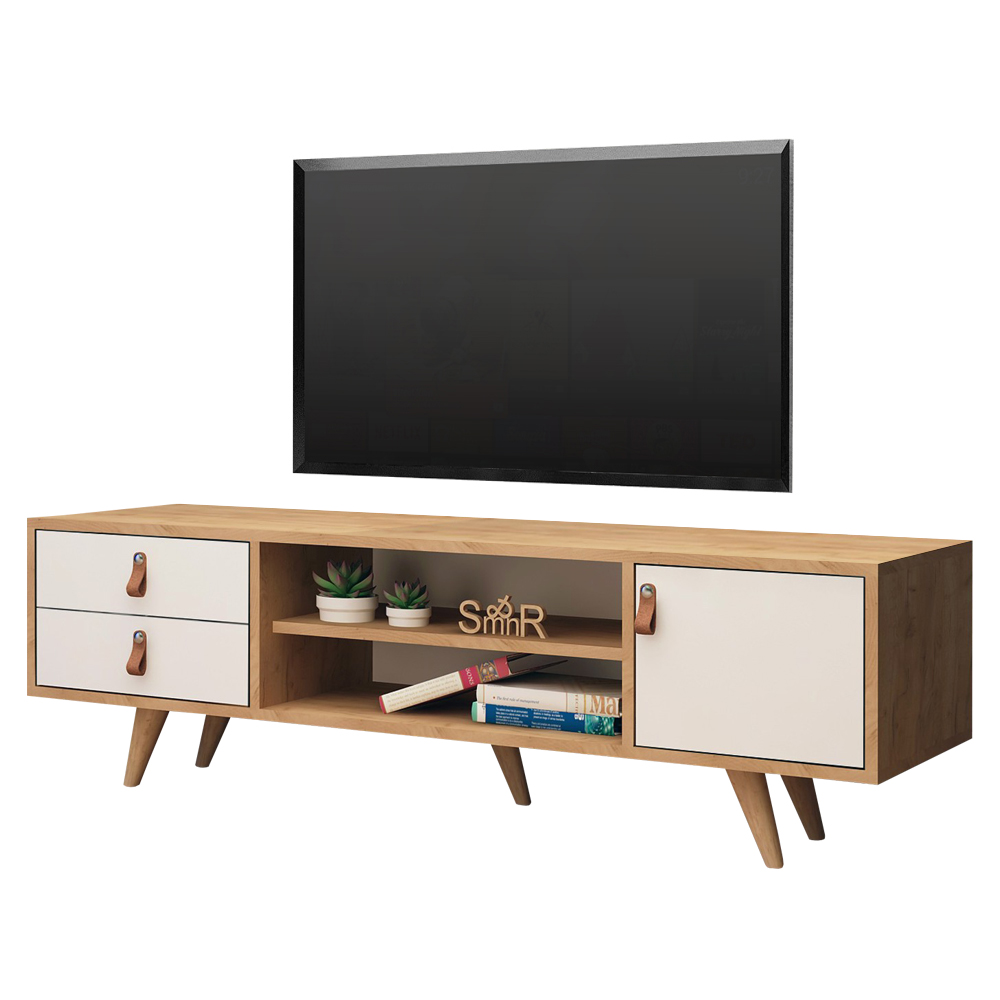 Szafka RTV Lementorum z białymi frontami - zdjęcie 1