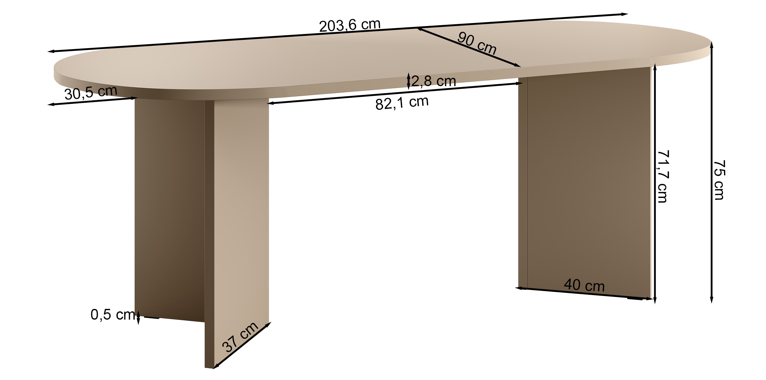 Table Ovo 204 cm Chêne Lindberg