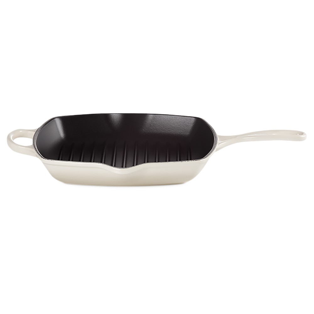 Le Creuset - Patelnia żeliwna grillowa Signature 26 cm kremowa - zdjęcie 1