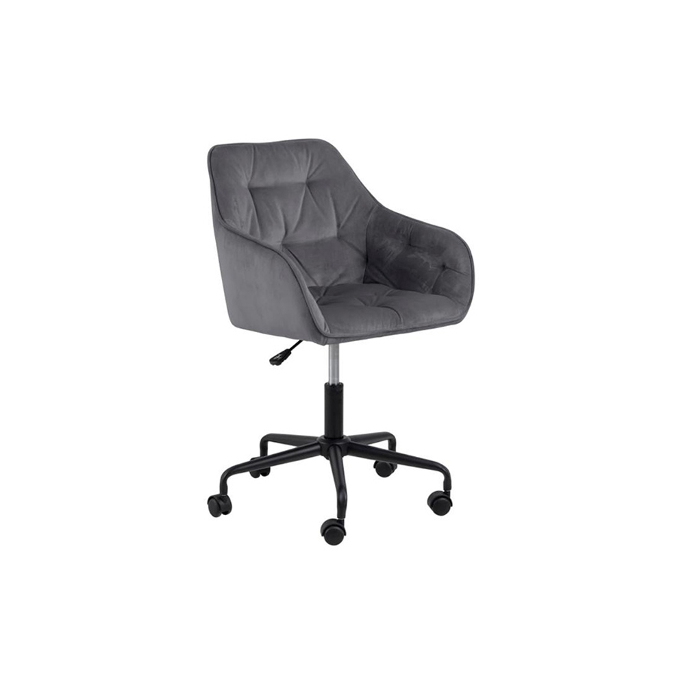 Fotel biurowy tapicerowany Dianerco jasnoszary welur - zdjęcie 1