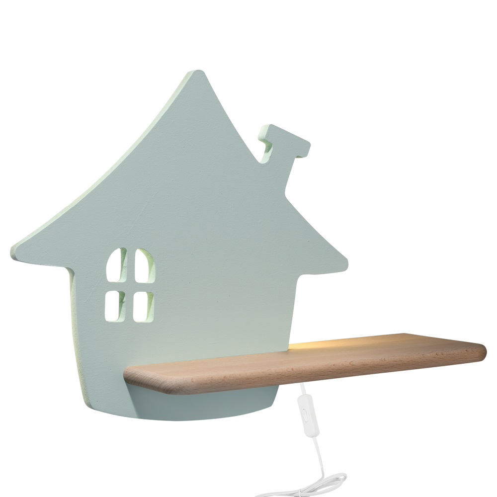 Kinkiet ścienny do pokoju dziecięcego Dreamie domek z przewodem miętowy - zdjęcie 1