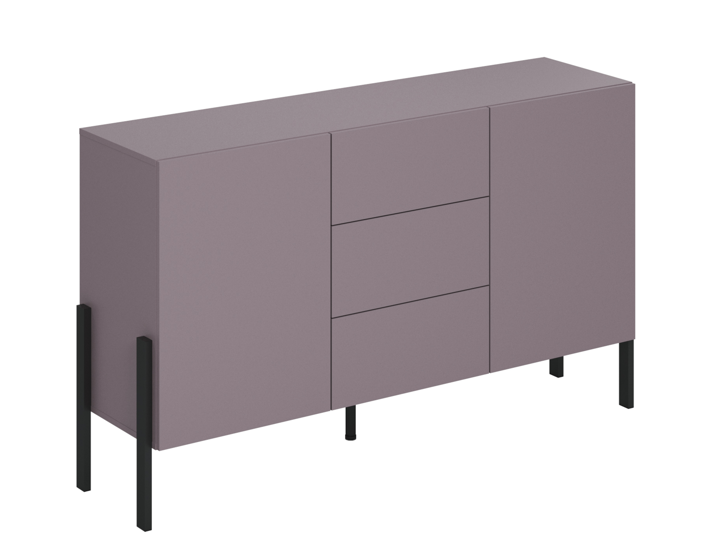 Komoda dwudrzwiowa Jukon z trzema szufladami 150 cm Jasny fiolet - zdjęcie 1