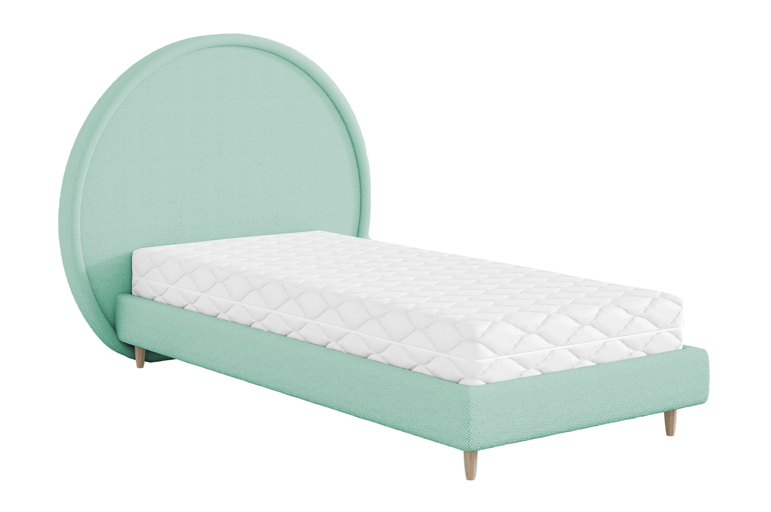 Łóżko dziecięce 90x200 cm Torlino miętowe w tkaninie boucle - zdjęcie 1