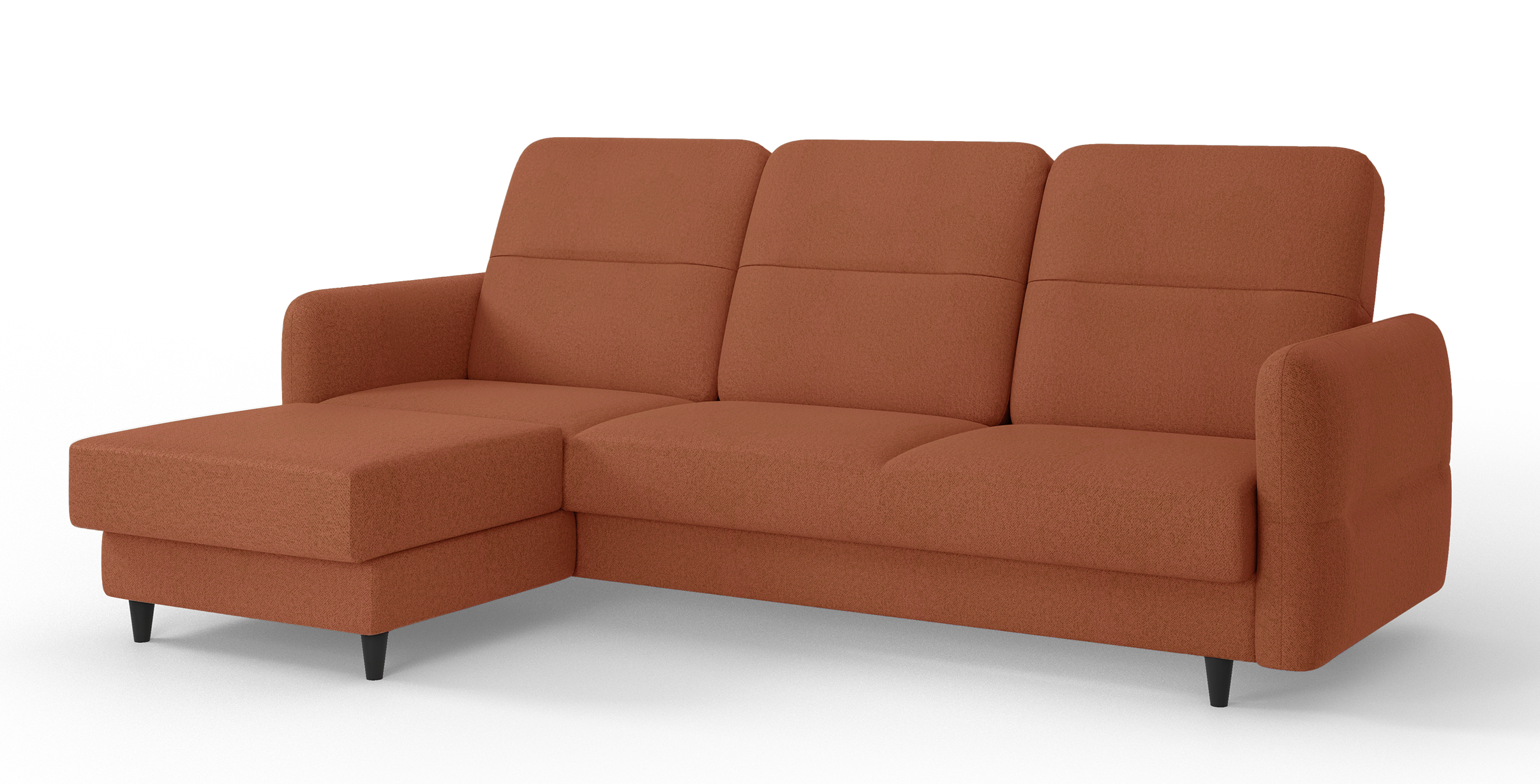 Narożnik z funkcją spania Dakari L-kształtny z pojemnikiem rudy welur hydrofobowy lewostronny - zdjęcie 1