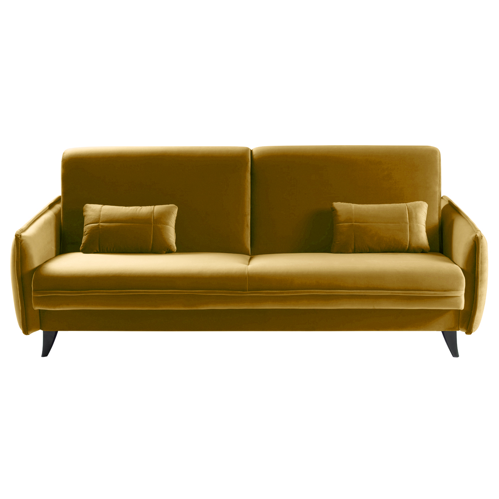 Wersalka rozkładana Mercantino 222 cm z pojemnikiem musztardowa welur - zdjęcie 1