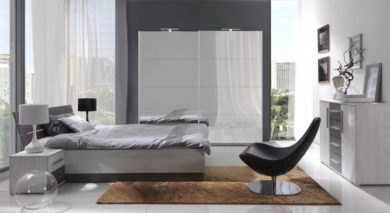 Szafa przesuwna dwudrzwiowa Larsetilla San remo / Popielaty/8 paneli z lustrem - zdjęcie 1